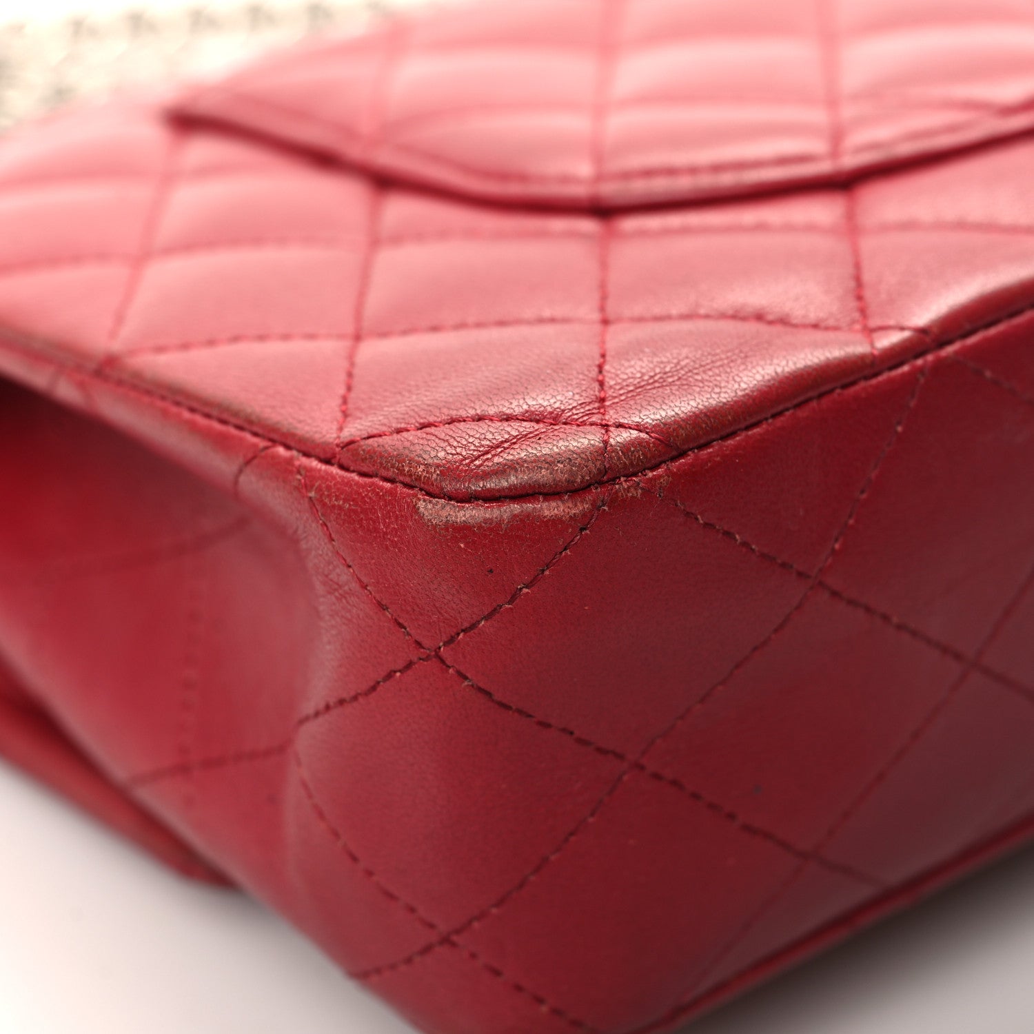 Chanel Glazed Lambskin Quilted Medium Double Flap Bijoux Chain Red 11 of 15