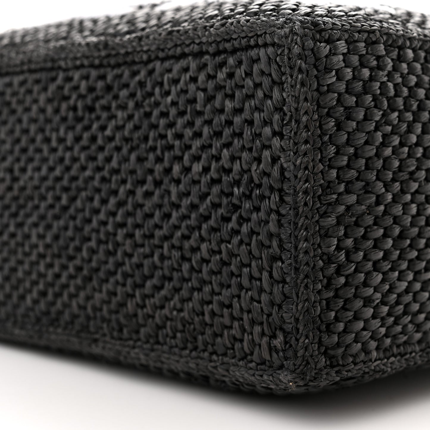 Raffia Small Paula's Ibiza Logo Tote Black White