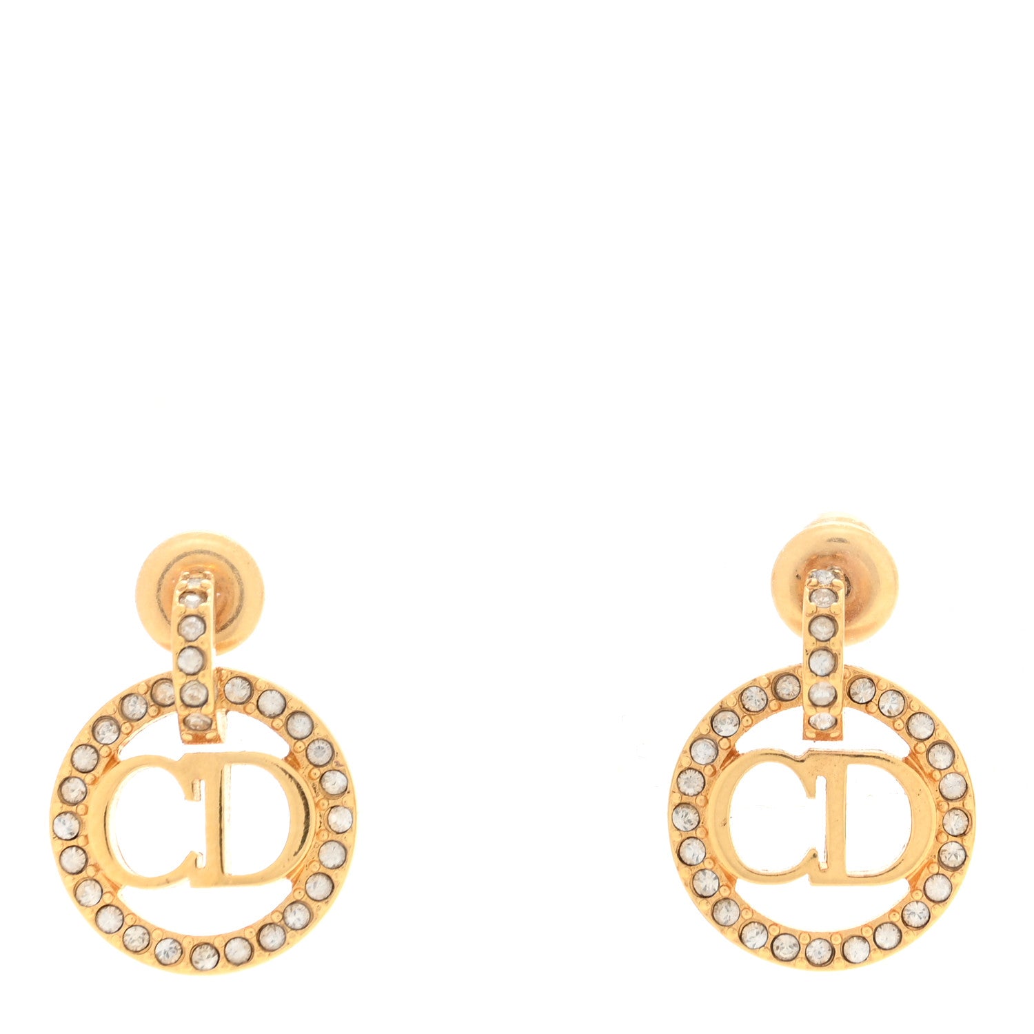 Christian Dior Crystal Clair D Lune Drop Earrings Gold 1 of 4