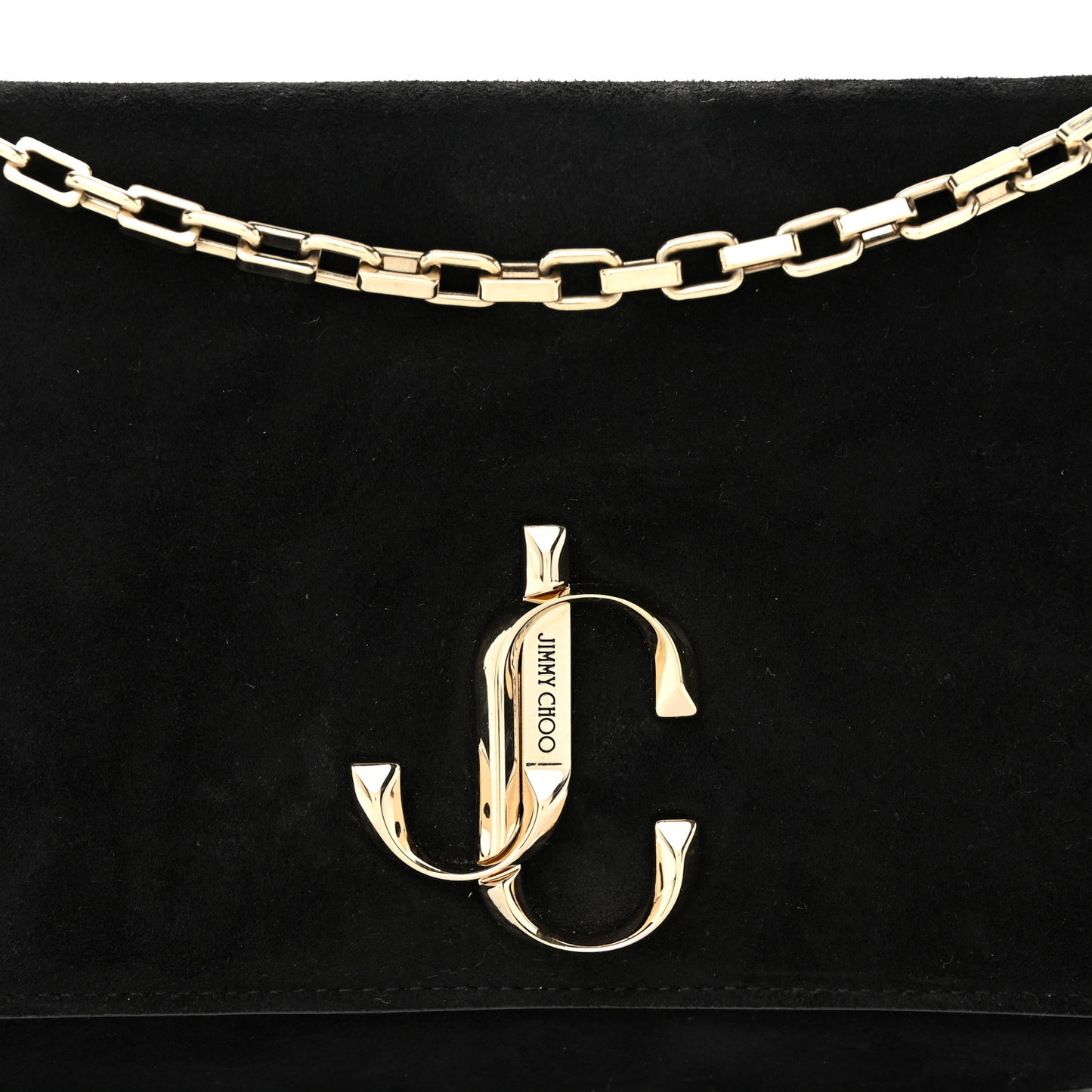 Suede Varenne Chain Clutch Black