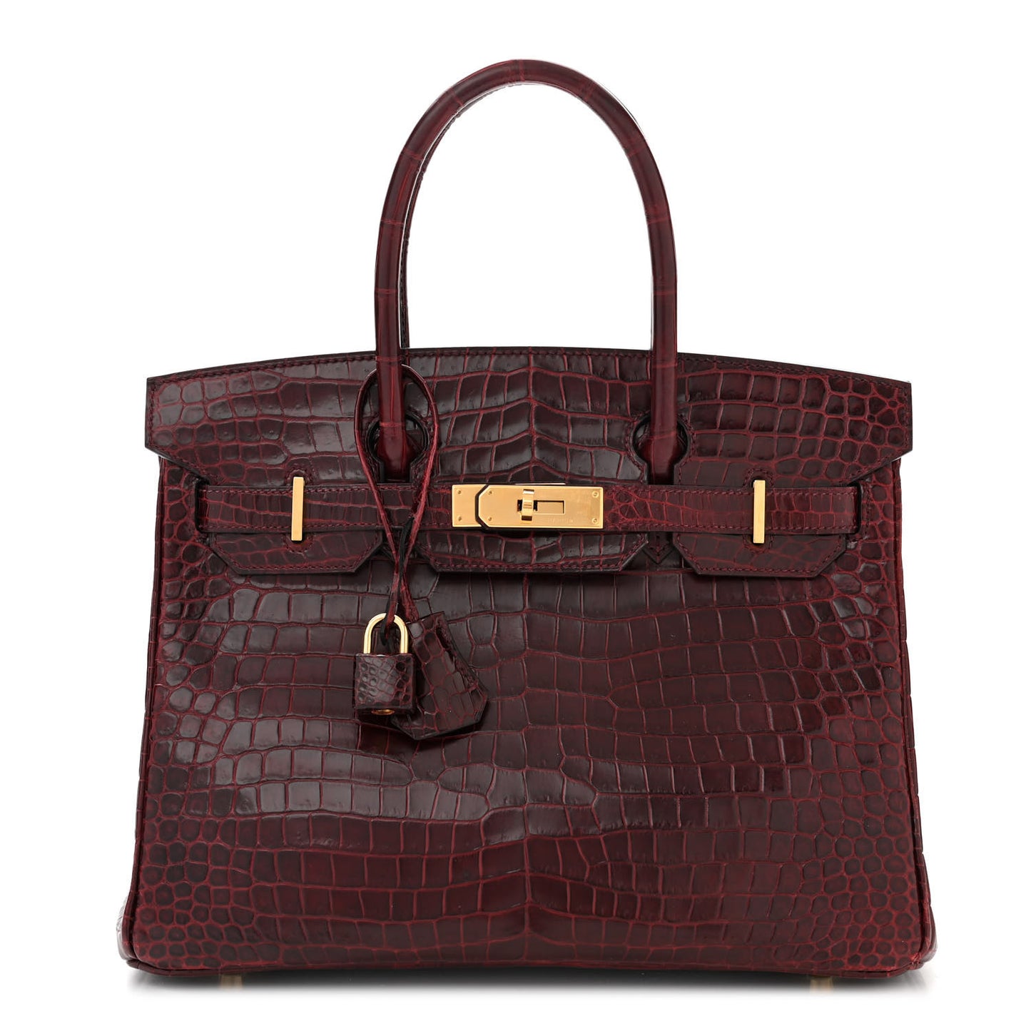 Shiny Porosus Crocodile Birkin 30 Bordeaux