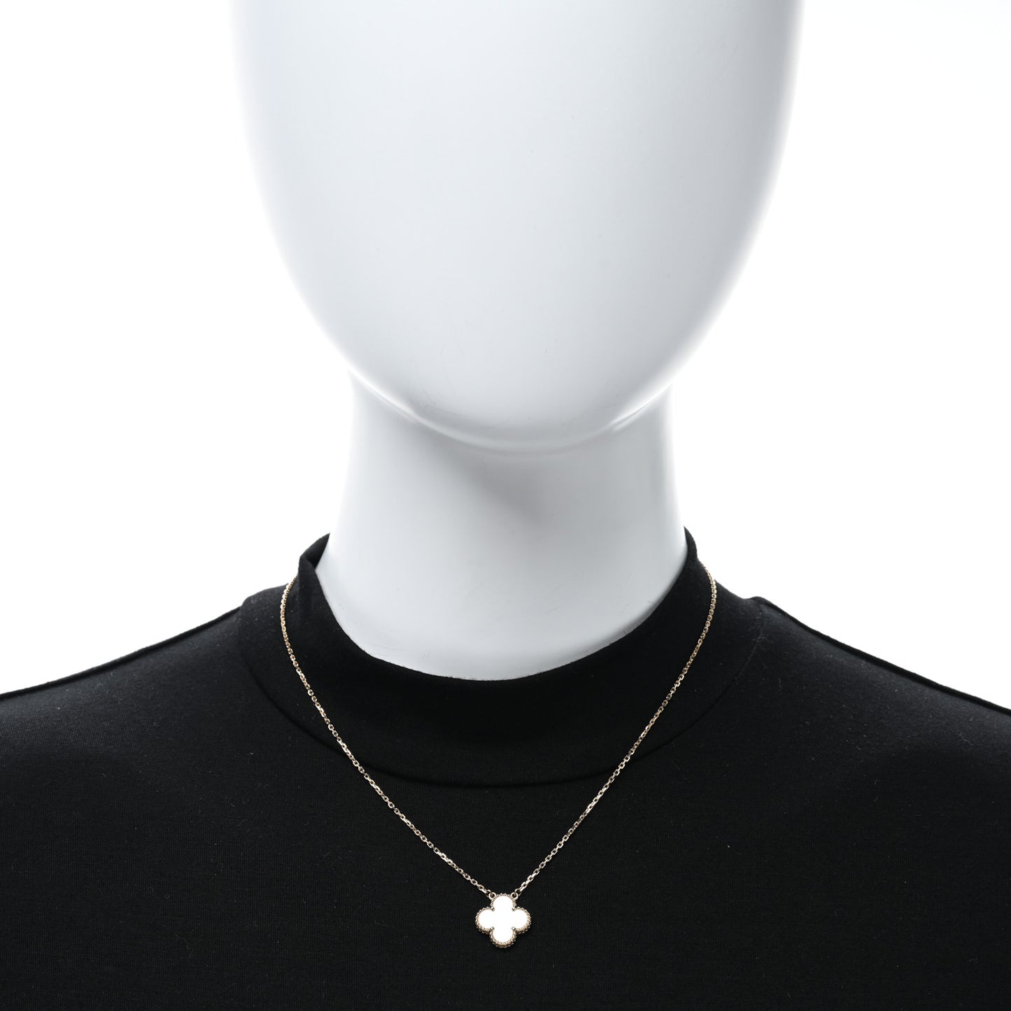 18K Yellow Gold Mother of Pearl Vintage Alhambra Pendant Necklace