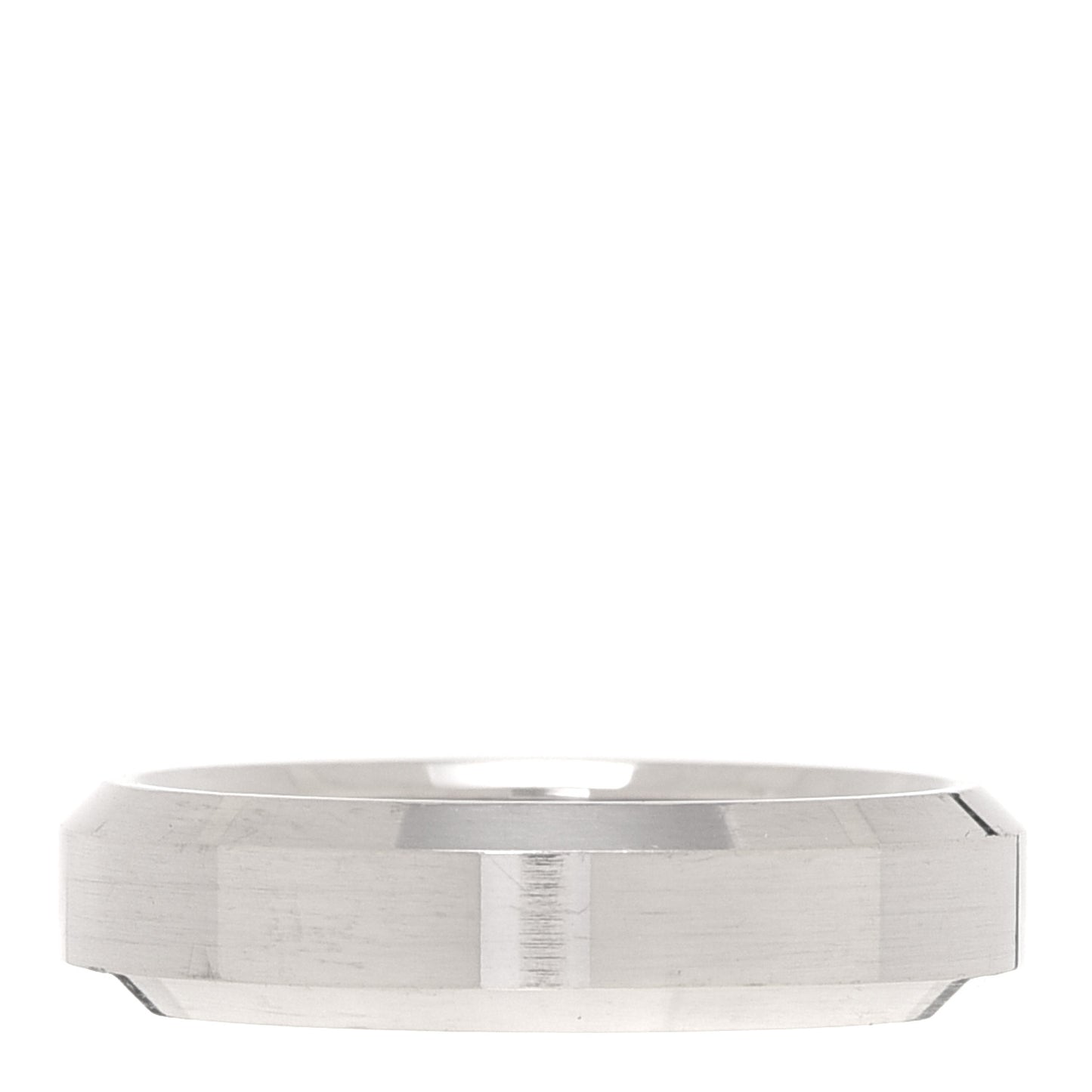 18K White Gold 6mm Beveled Band Ring 62 10