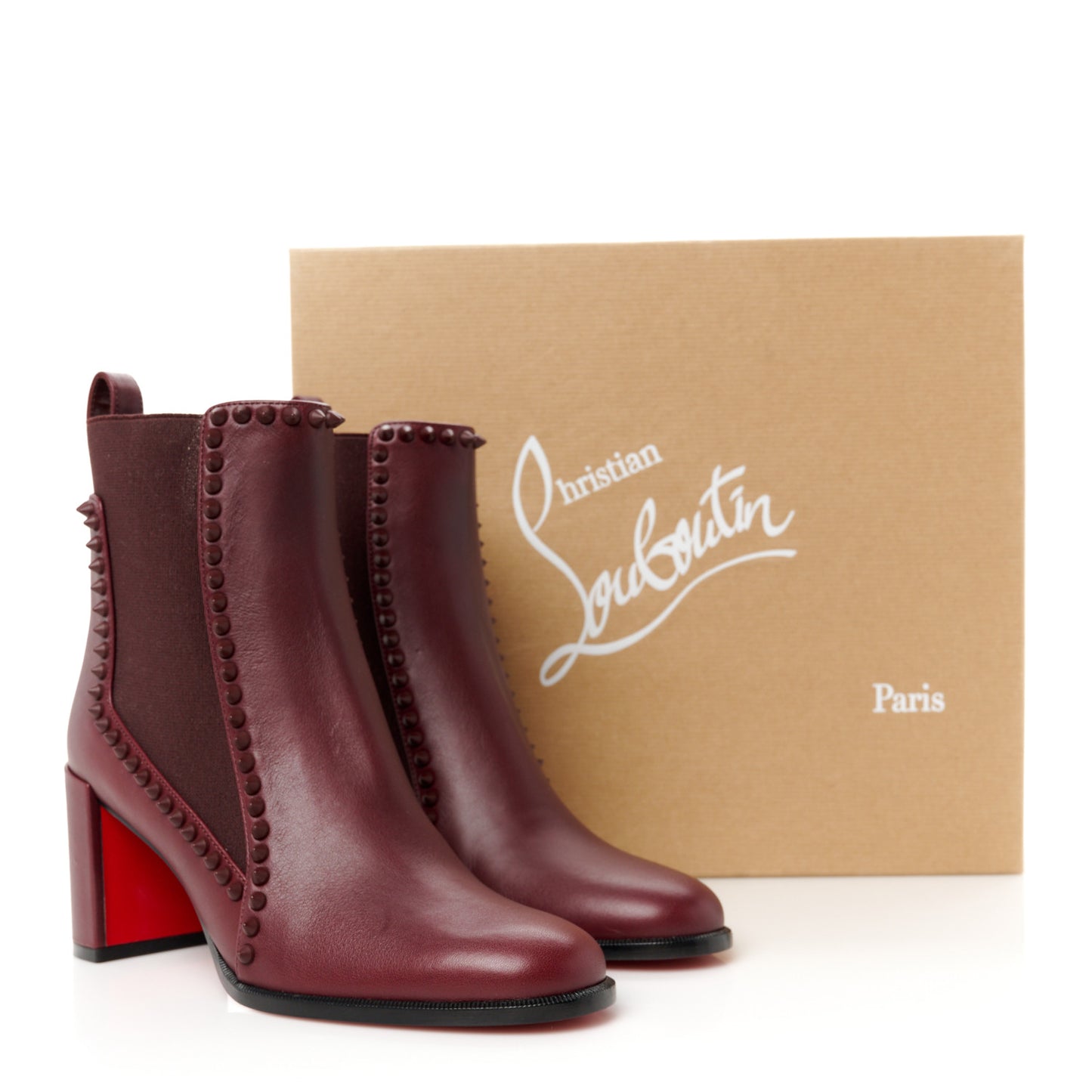 Calfskin Out Line Spike Lug 70 Boots 36.5 Bordeaux
