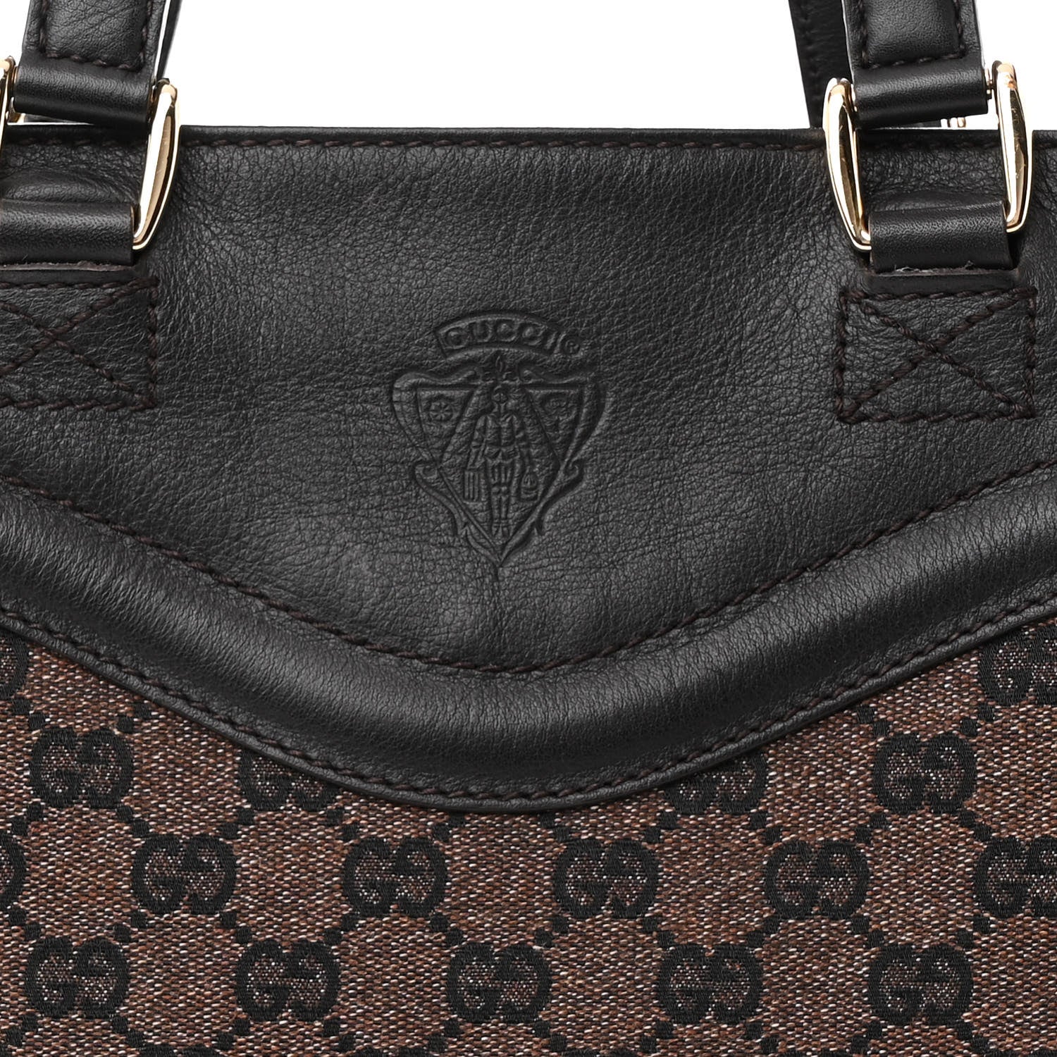 Gucci Monogram Crest Tote Brown 8 of 17