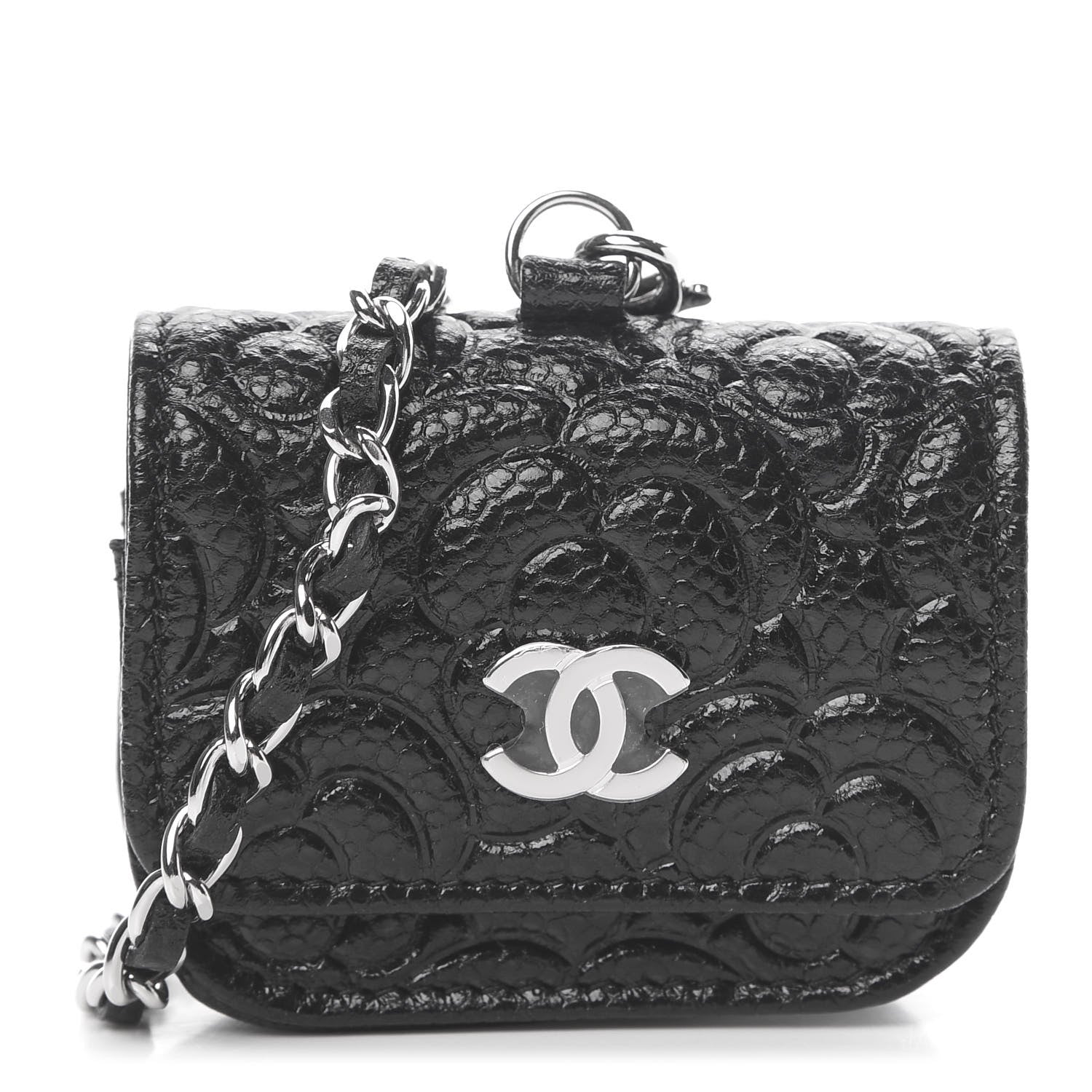 Chanel Caviar Camellia Embossed Airpods Pro Case Black 1 of 9