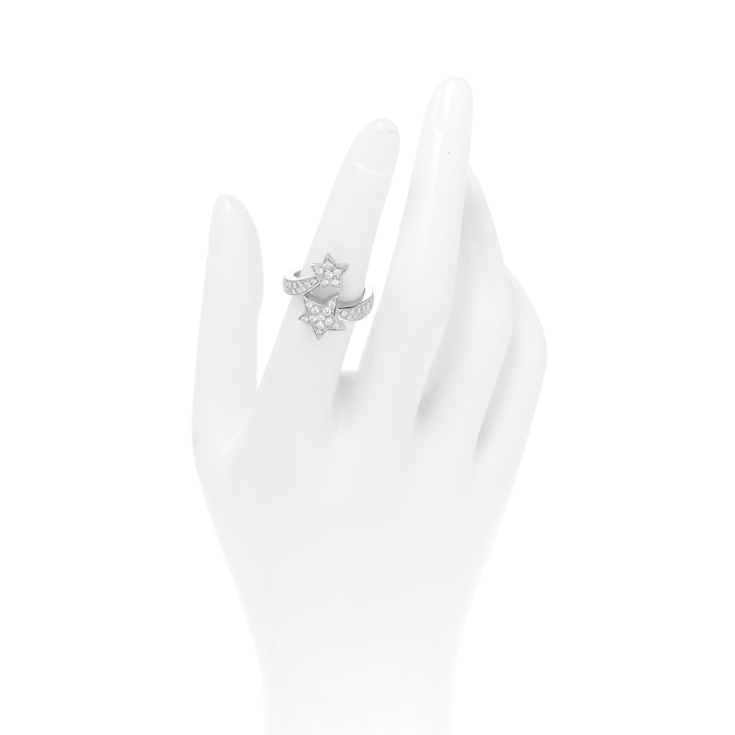 Chanel 18K White Gold Diamond Comete Geode Ring 52 6 2 of 5