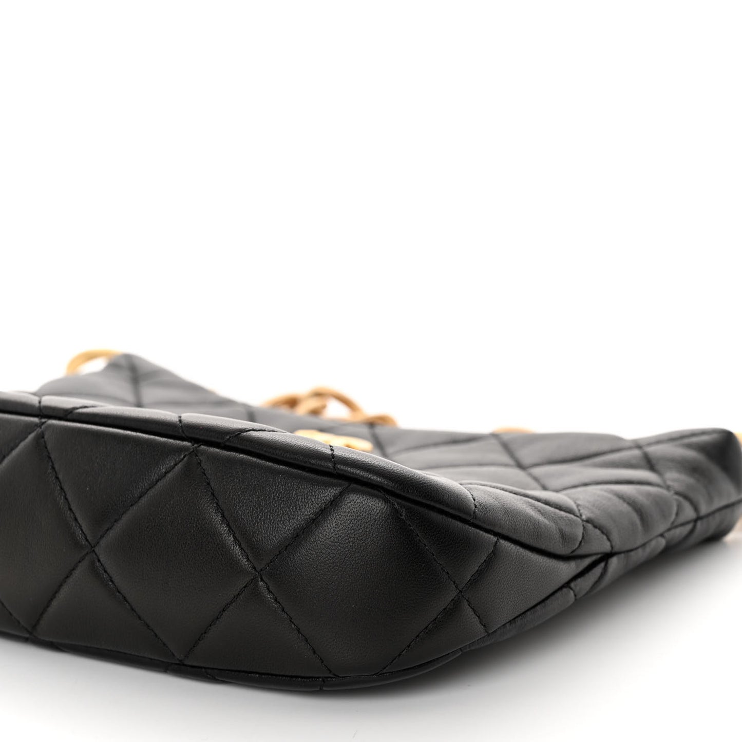 Lambskin Quilted CC Chain Hobo Black