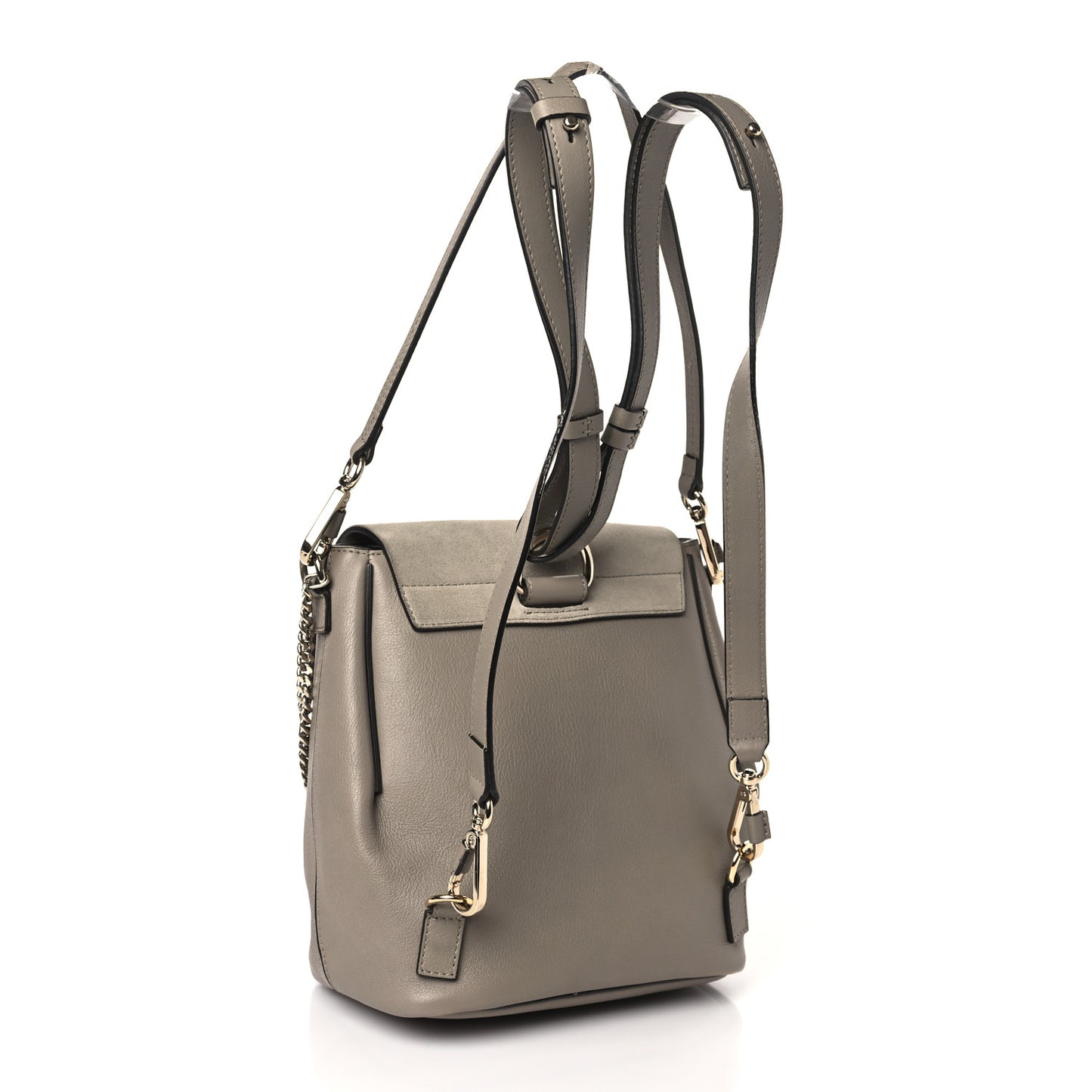 Suede Calfskin Small Faye Backpack Motty Grey
