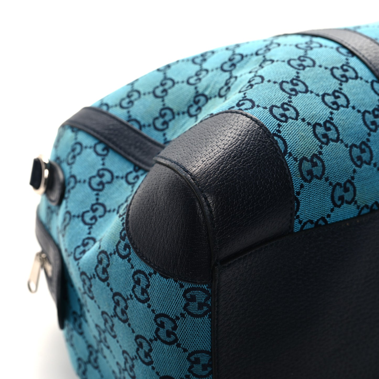 GG Supreme Monogram Azalea Calfskin Retro Interlocking G Duffle Bag Light Blue