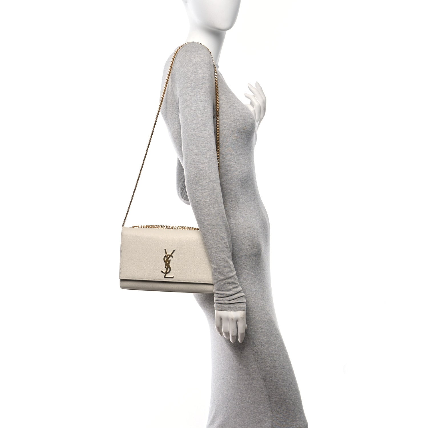 Saint Laurent Grain De Poudre Medium Classic Monogram Kate Satchel Crema Soft 2 of 10