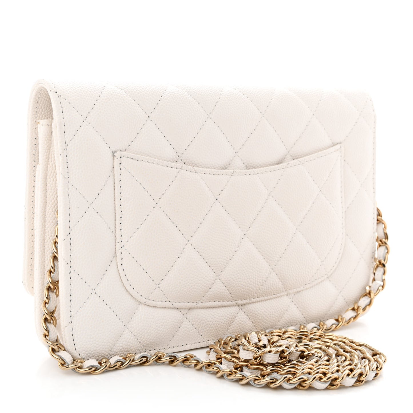 Caviar Quilted Wallet On Chain WOC White