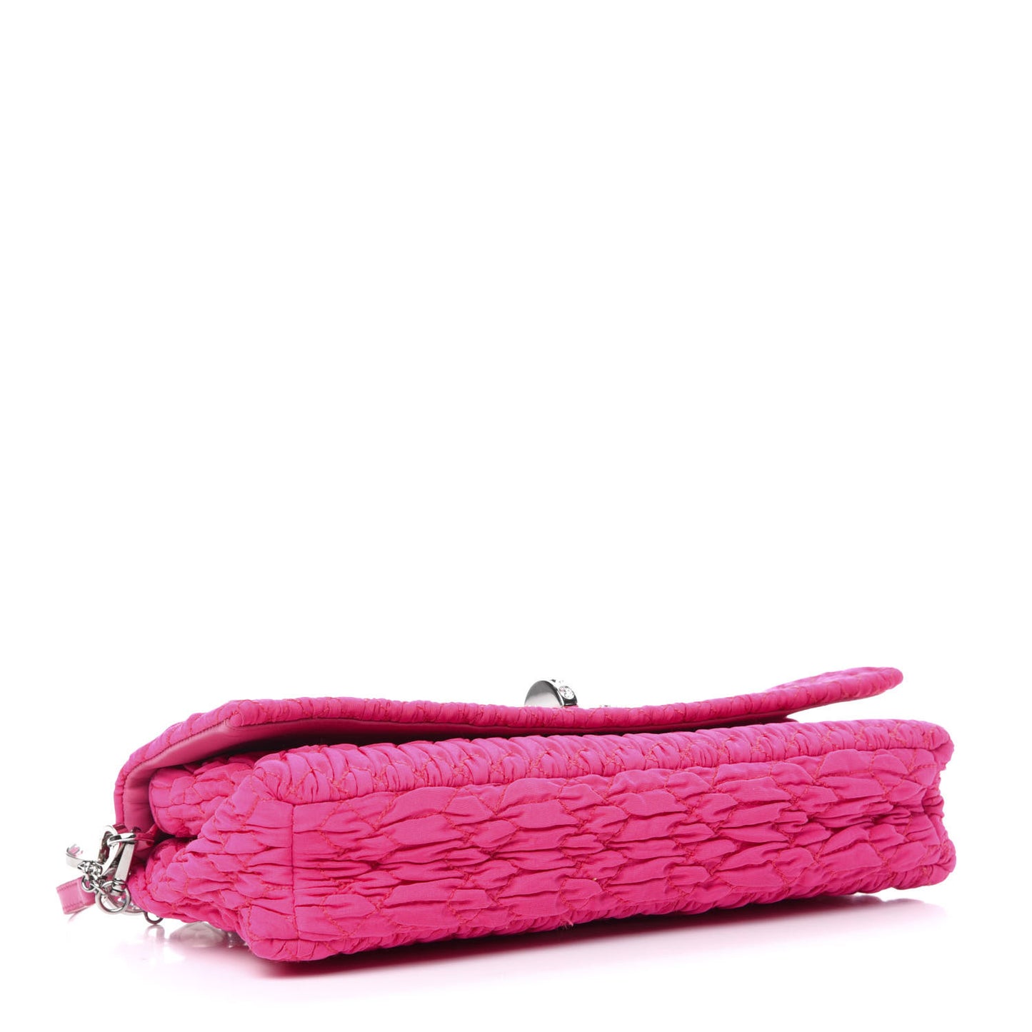 Faille Matelasse Crystal Flap Clutch Pink