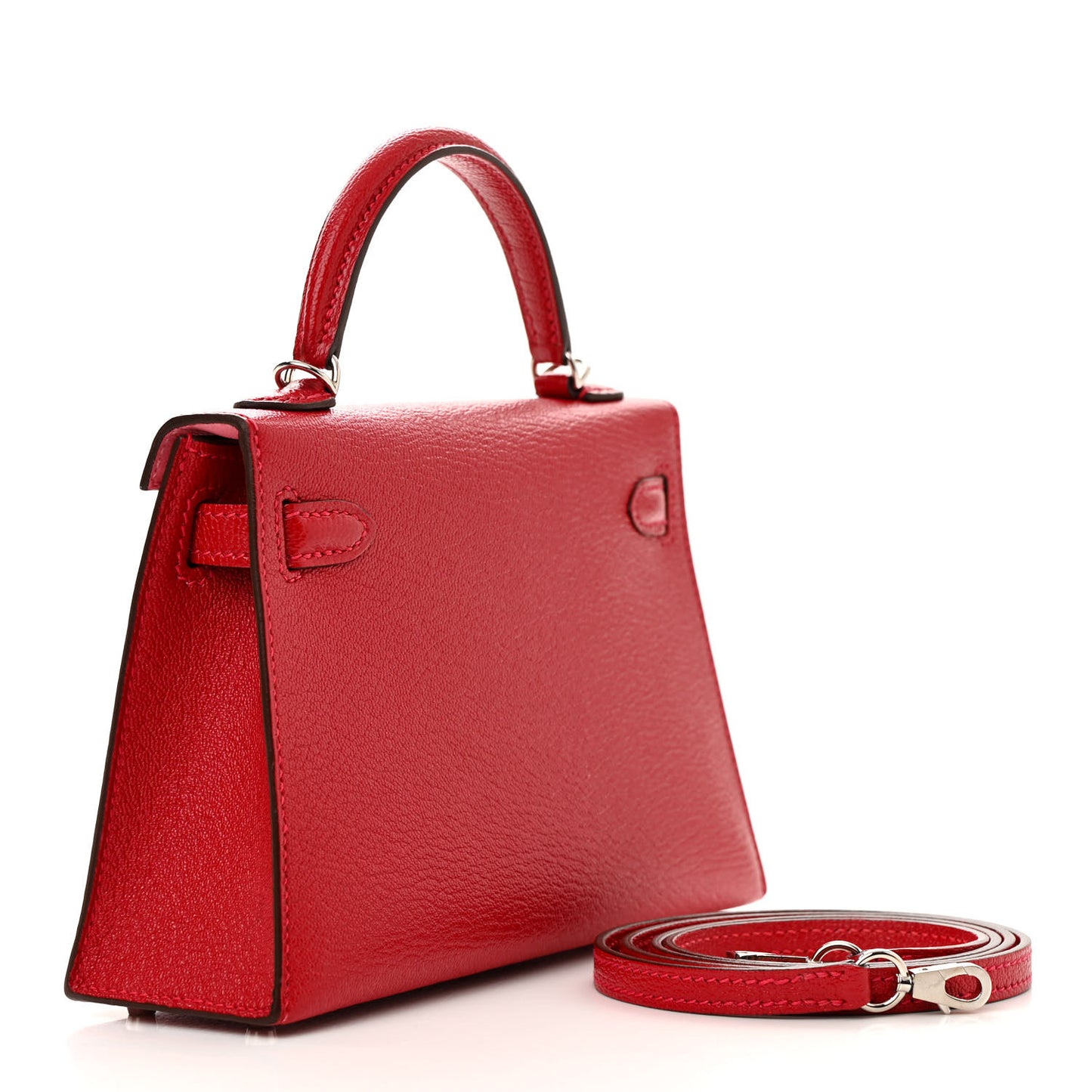 Chevre Mysore Verso Mini Kelly Sellier 20 Rouge Vif Rose Confetti