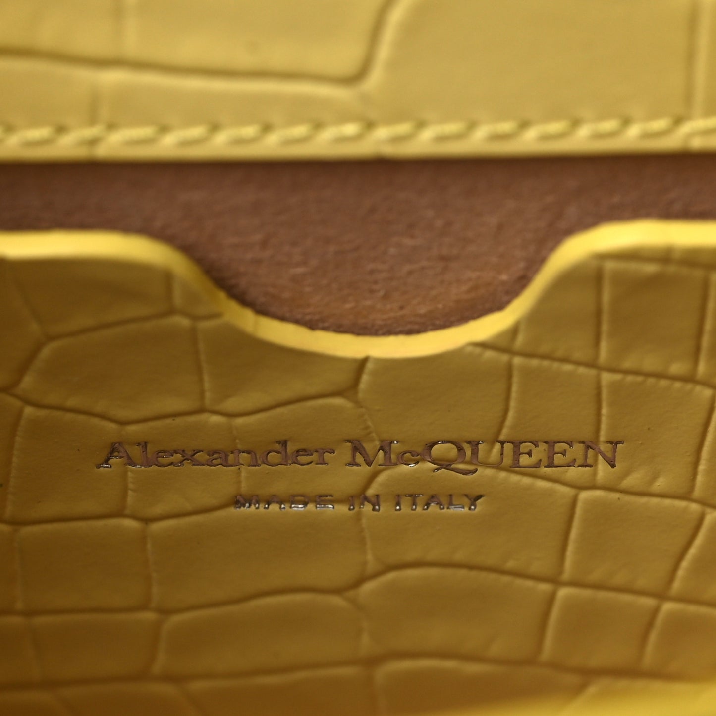 Shiny Crocodile Embossed Jeweled Satchel Pop Yellow
