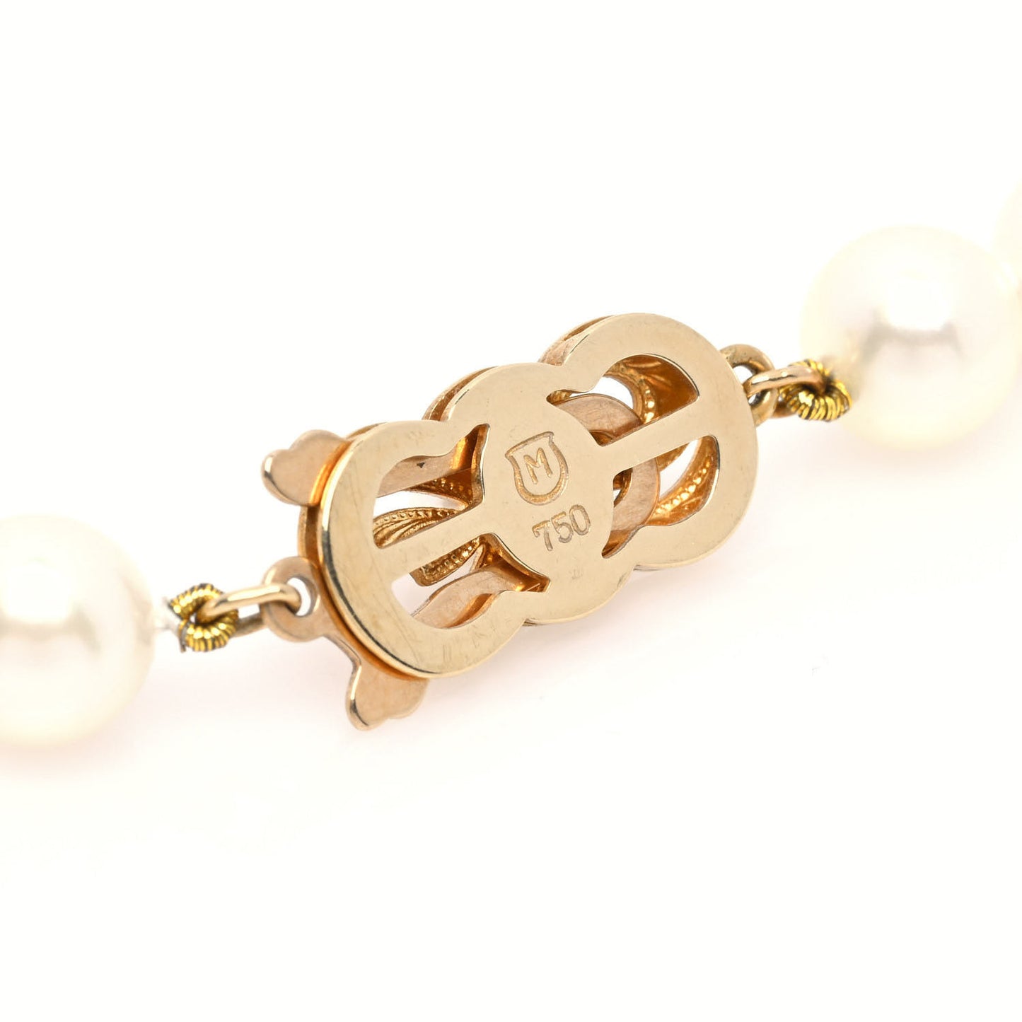 18K Yellow Gold Akoya Pearl 7-8mm Strand Necklace 16"