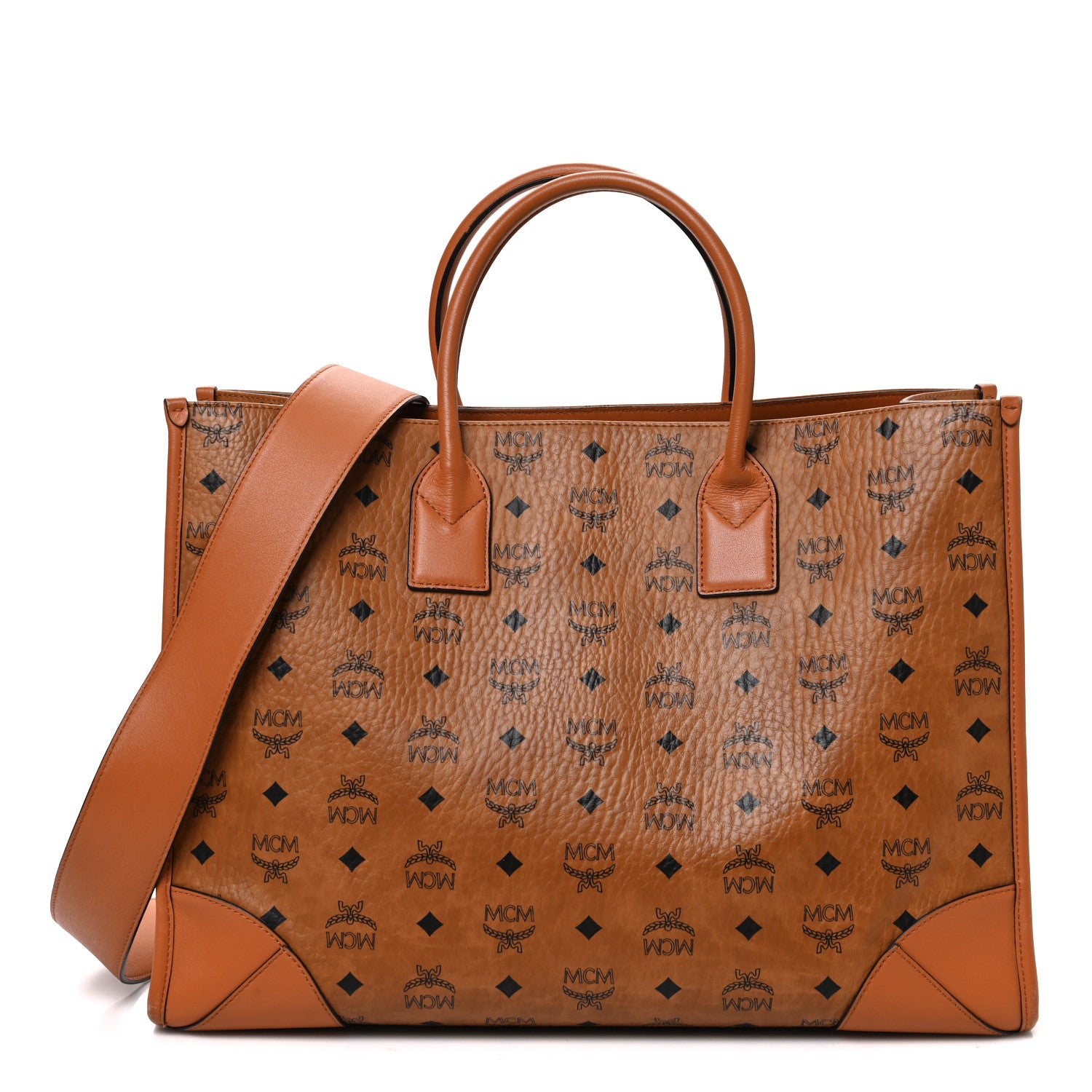 MCM Visetos X-Large Munchen Tote Cognac 1820799 – FASHIONPHILE
