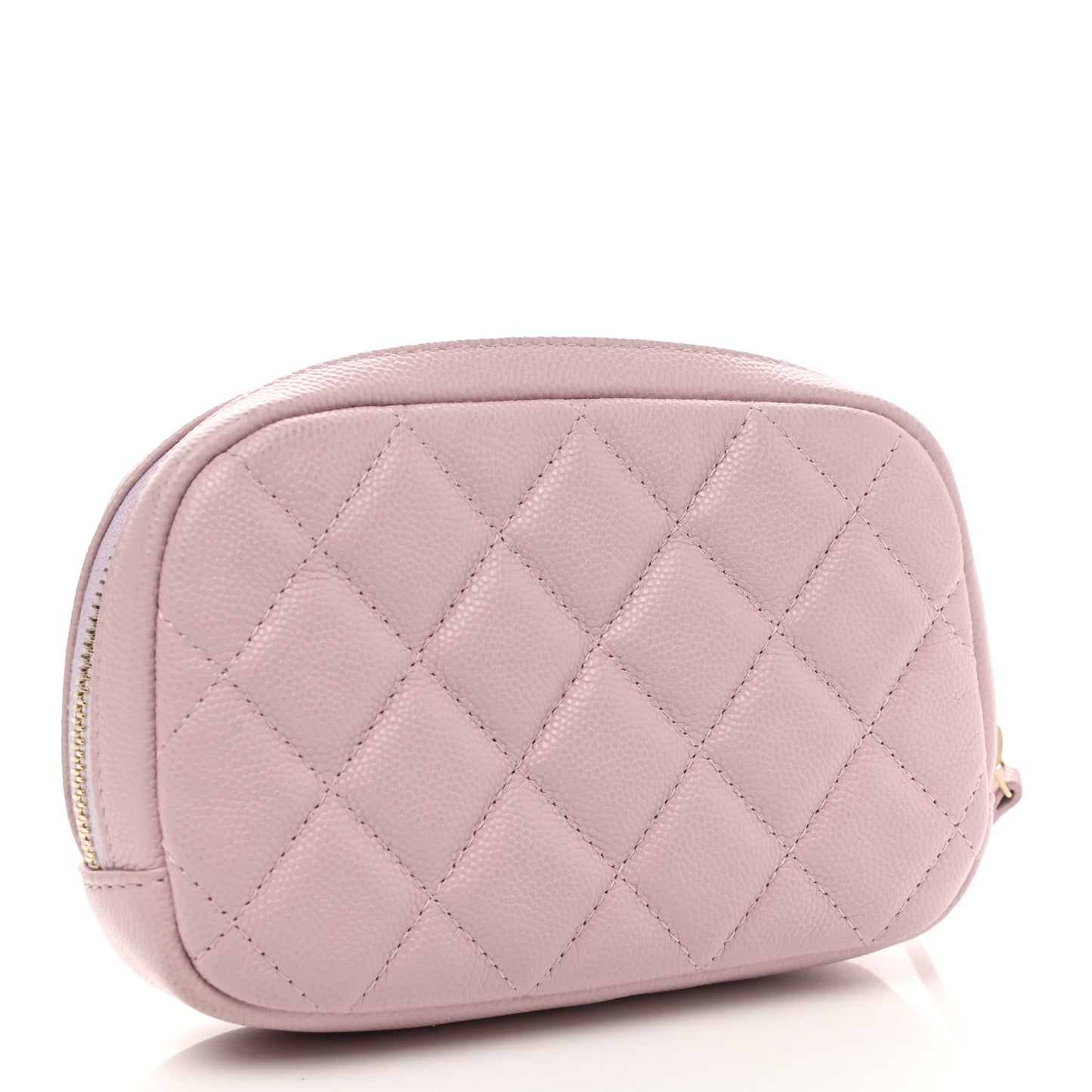 Caviar Quilted Small Curvy Pouch Cosmetic Case Light Pink