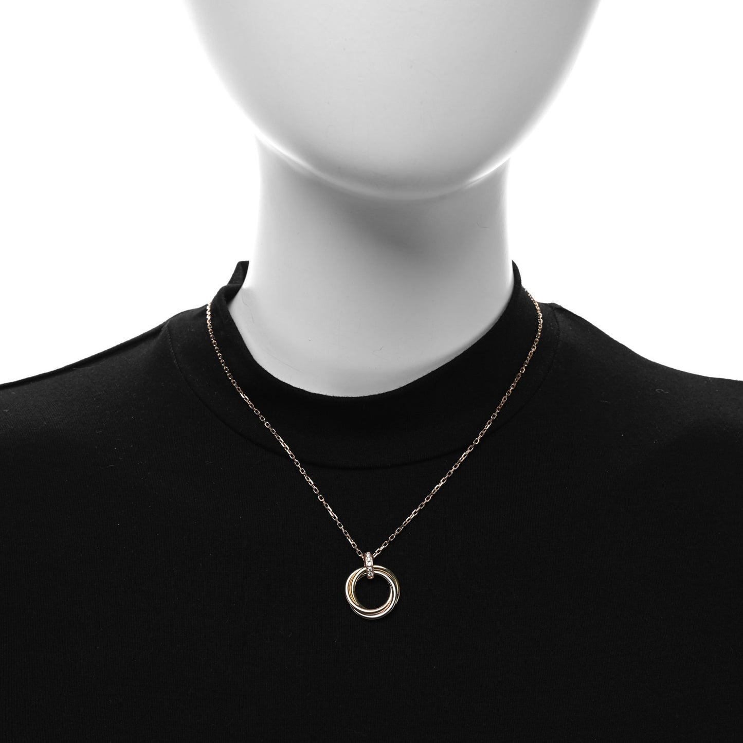 18K Pink White Yellow Gold Diamond Trinity Pendant Necklace