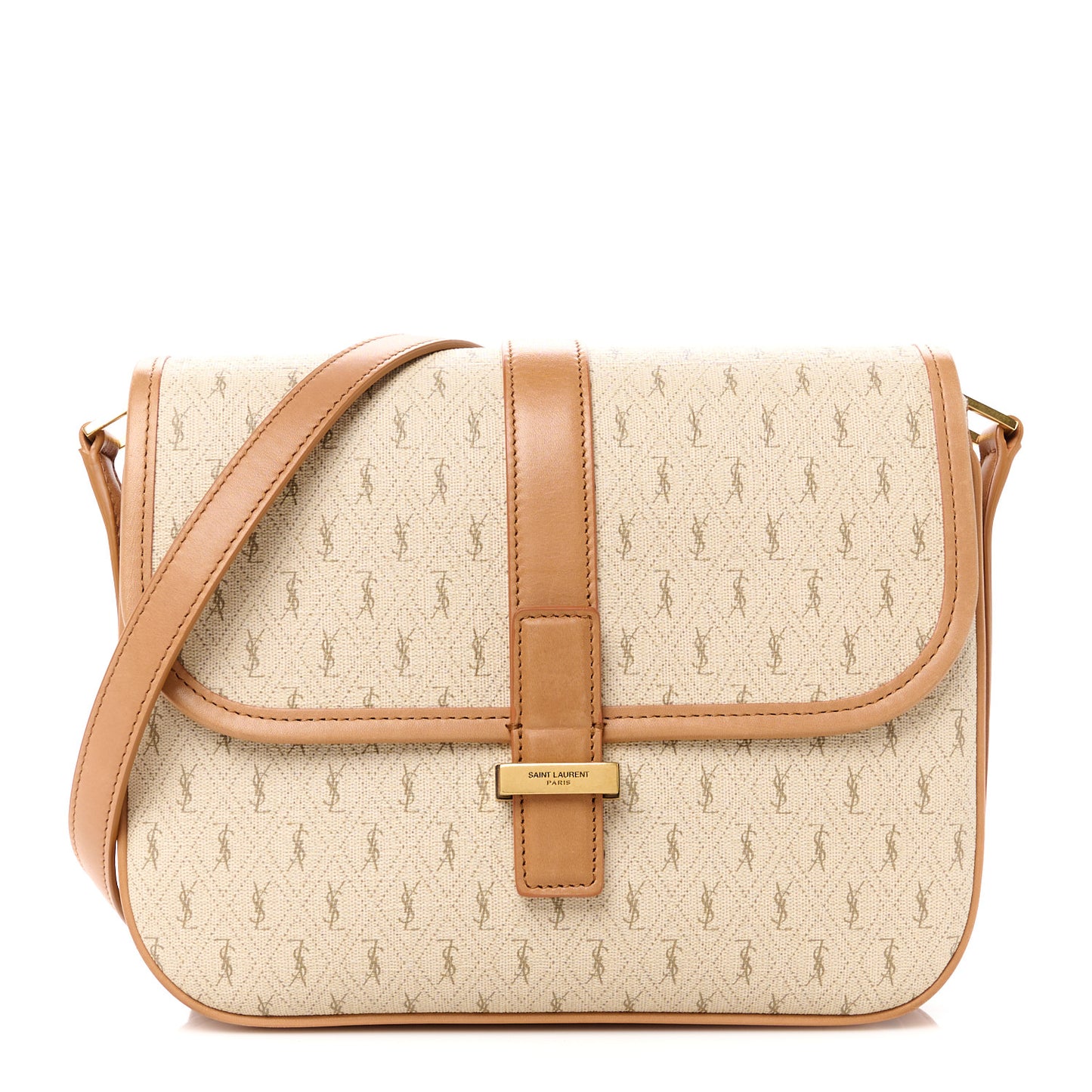 Canvas All-Over Monogram Small Le Monogramme Satchel Beige Kaki Brown Gold