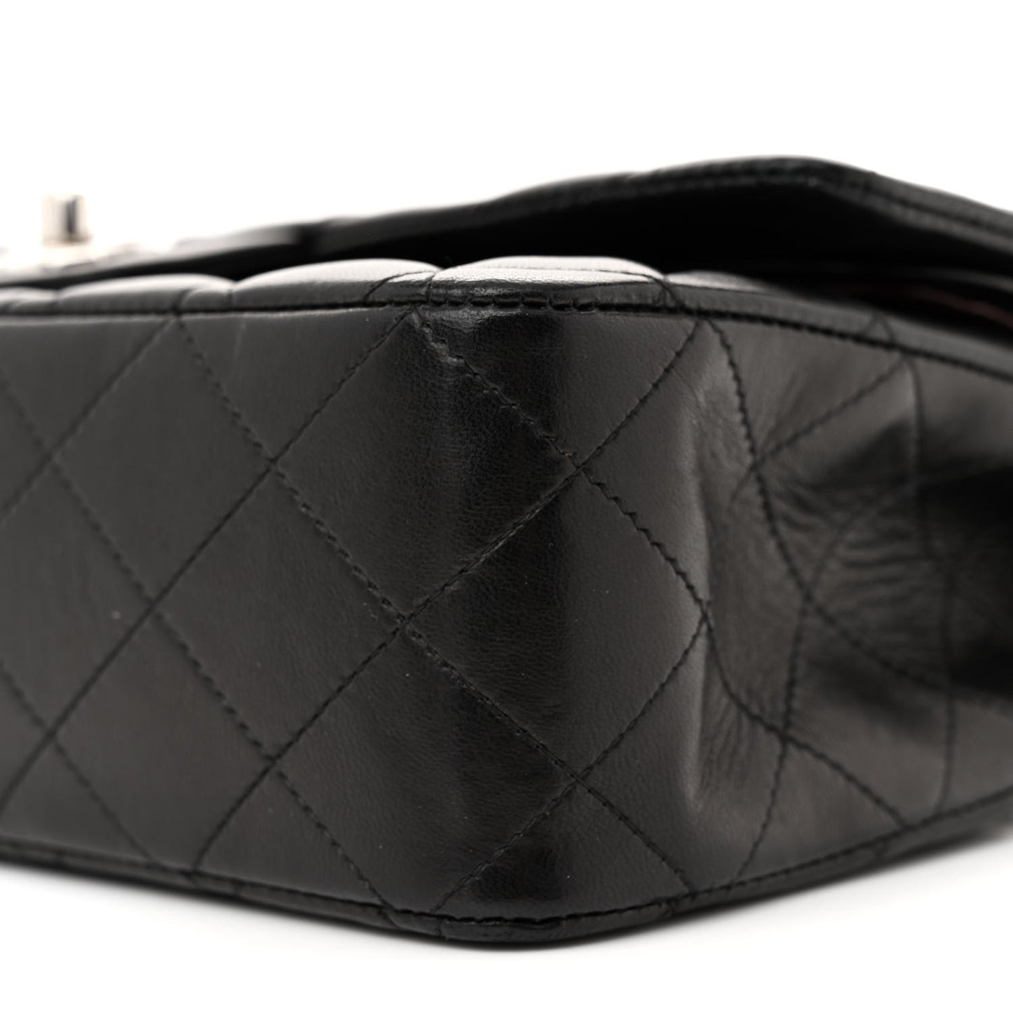 Lambskin Quilted Medium Double Flap Black