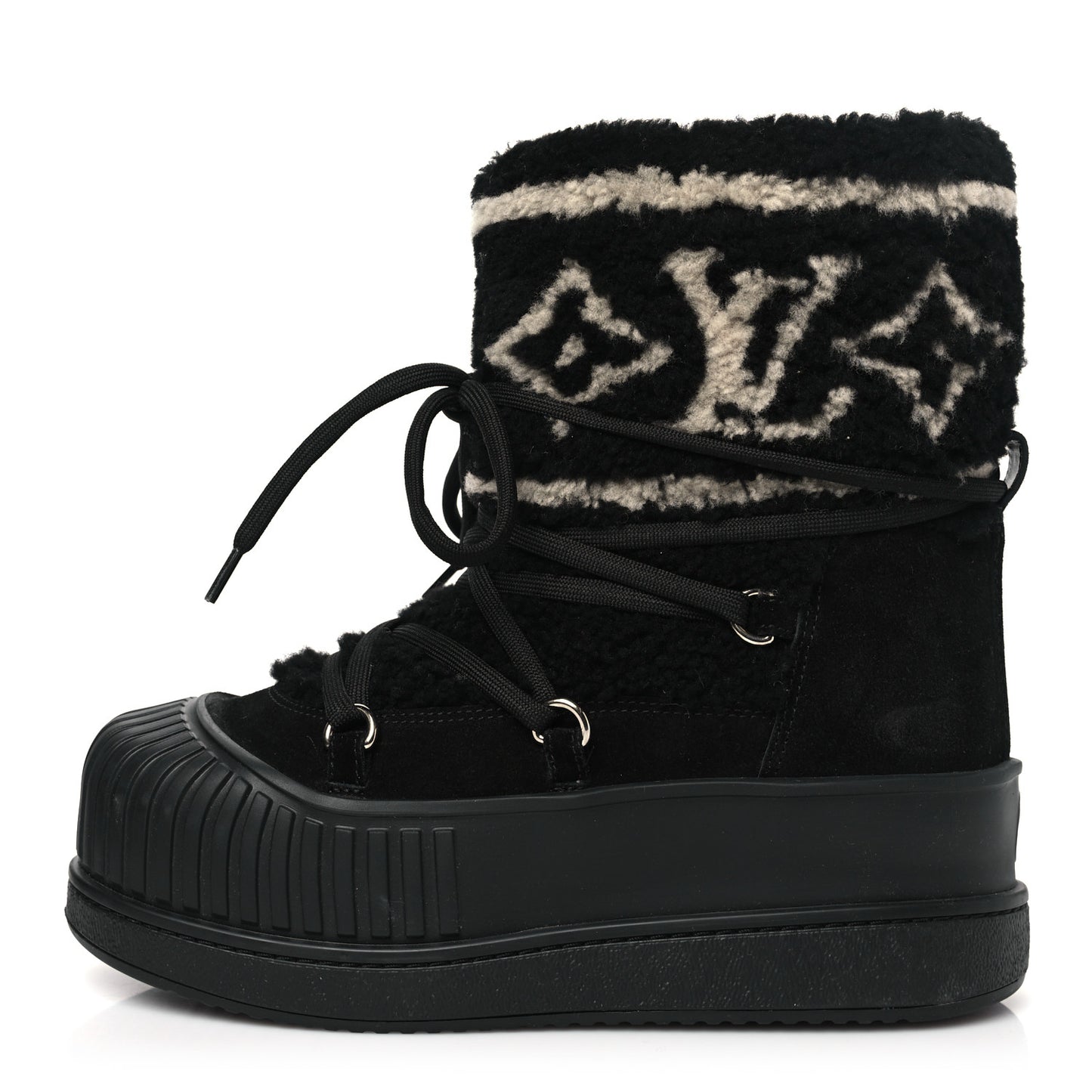 Suede Shearling Polar Flat Half Boots 38 Black