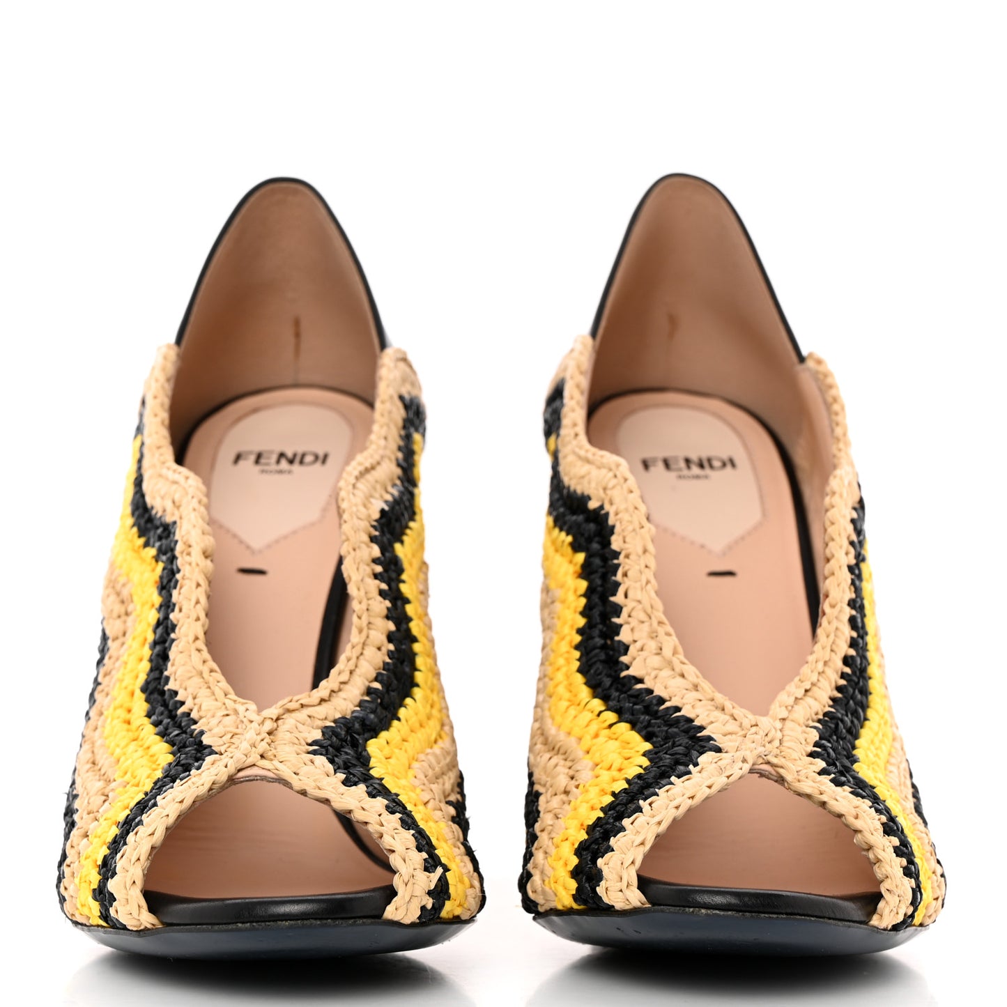 Raffia Wave Open Toe Platform Sandals 36.5 Sand Black