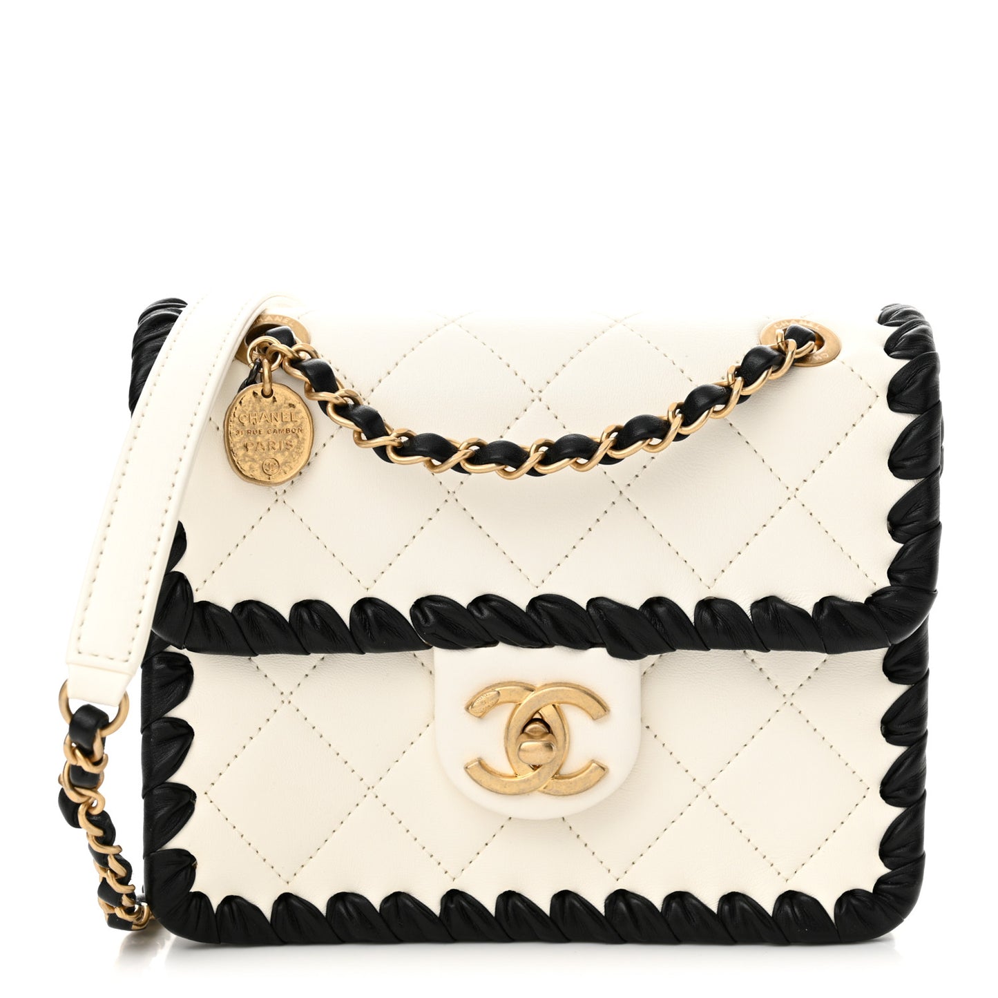 Braided Calfskin Mini My Own Frame Flap White