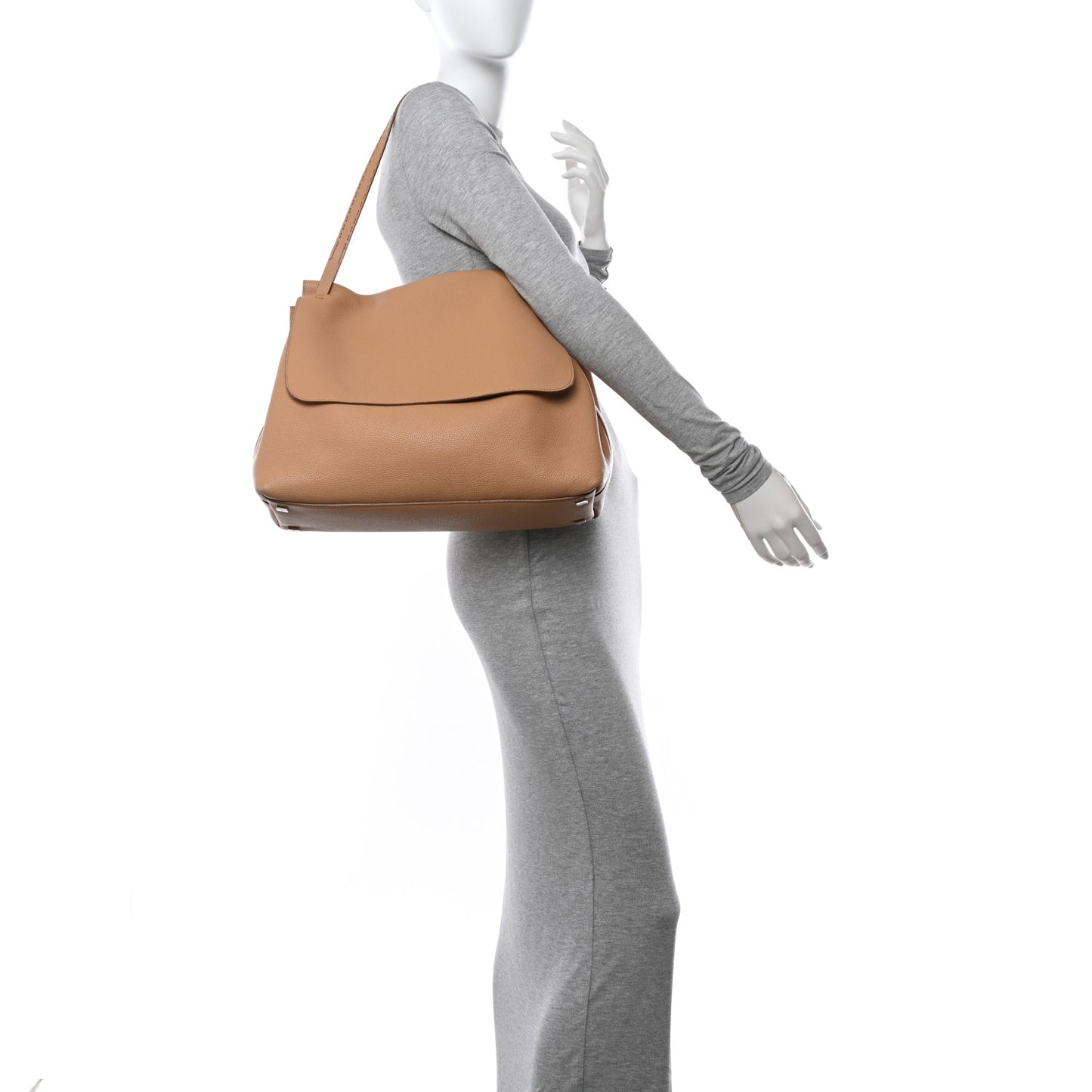 Grained Calfskin Top Handle 14 Bag Tan