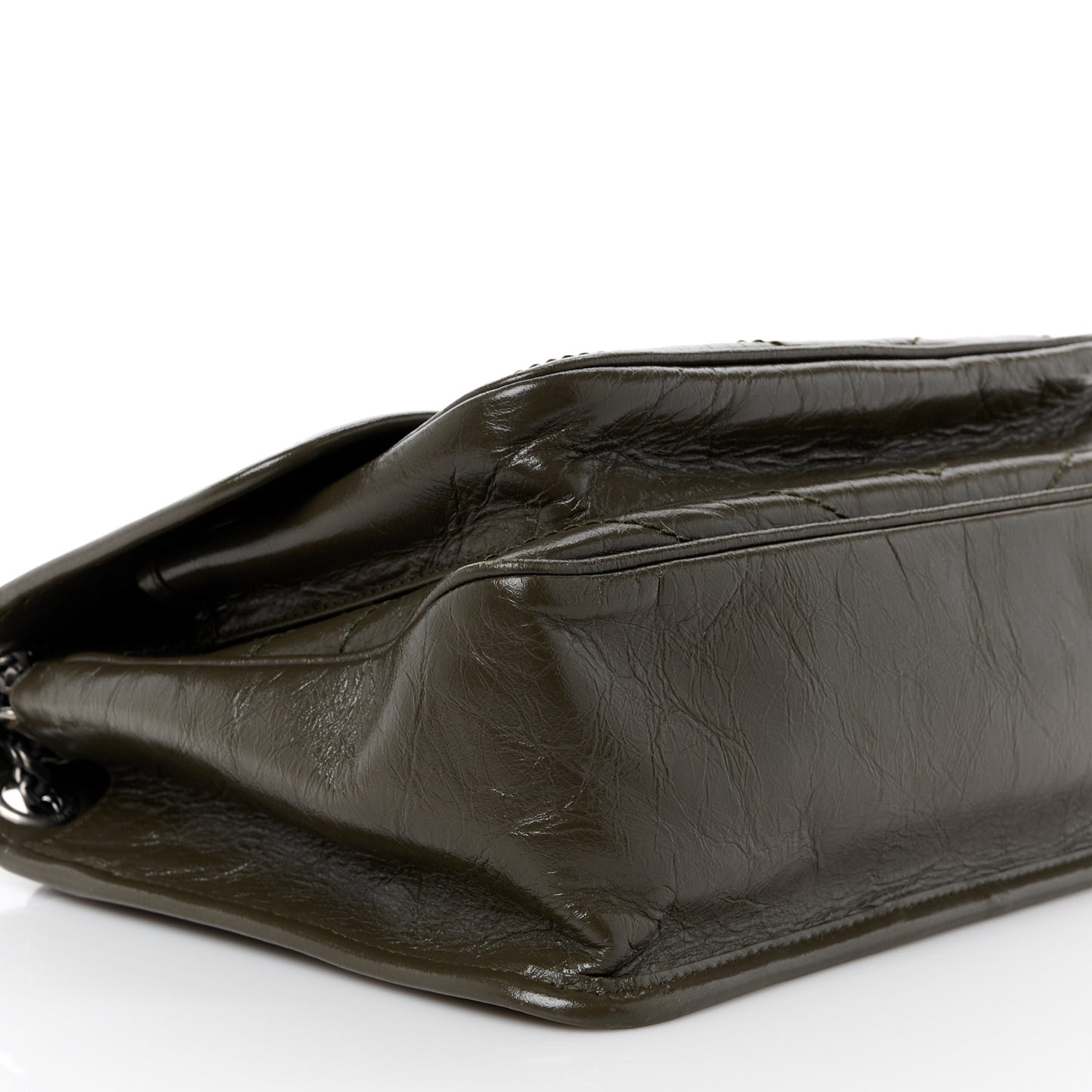Crinkled Calfskin Matelasse Monogram Medium Niki Chain Satchel Light Musk