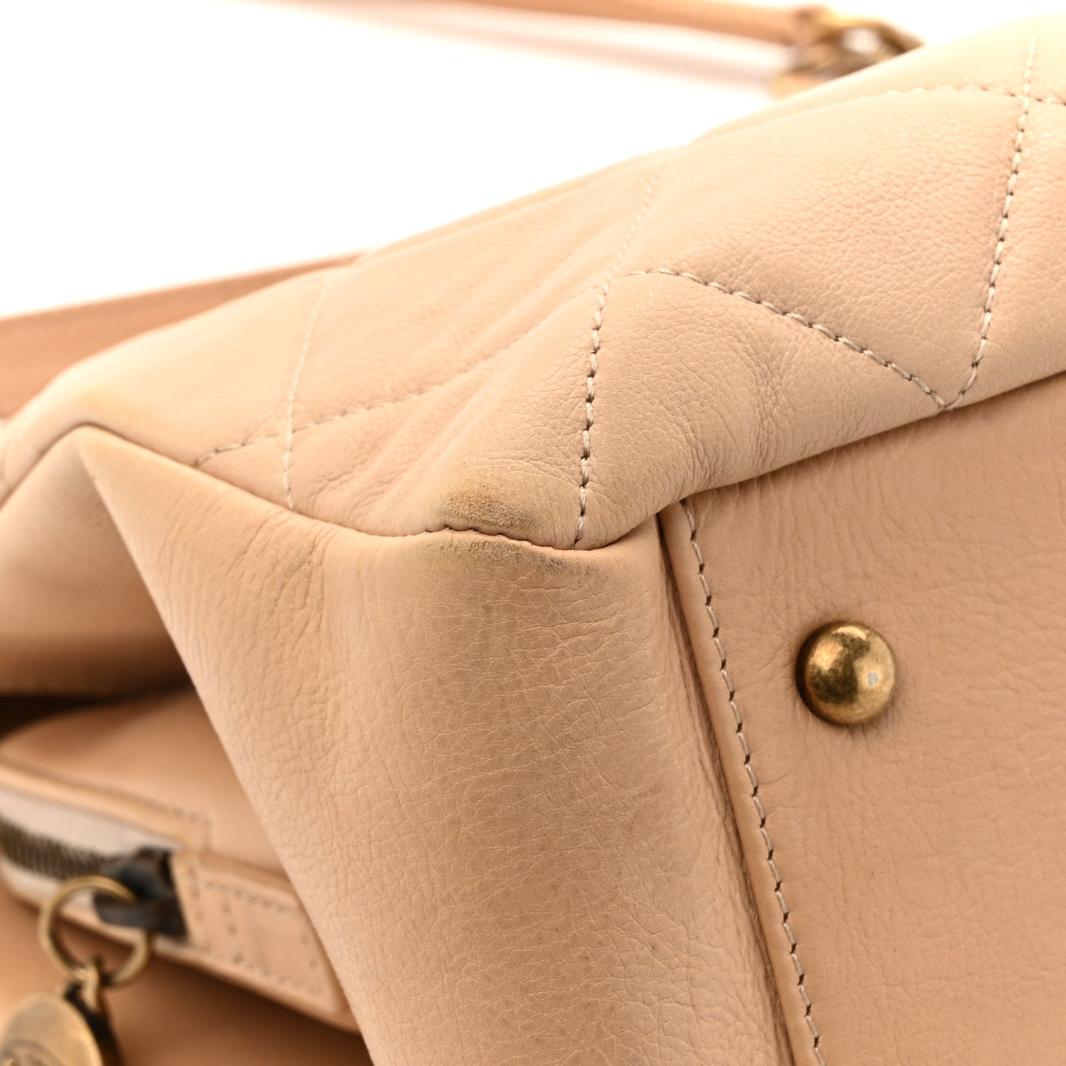 Chanel Calfskin Quilted Large CC Crown Tote Beige 15 of 18