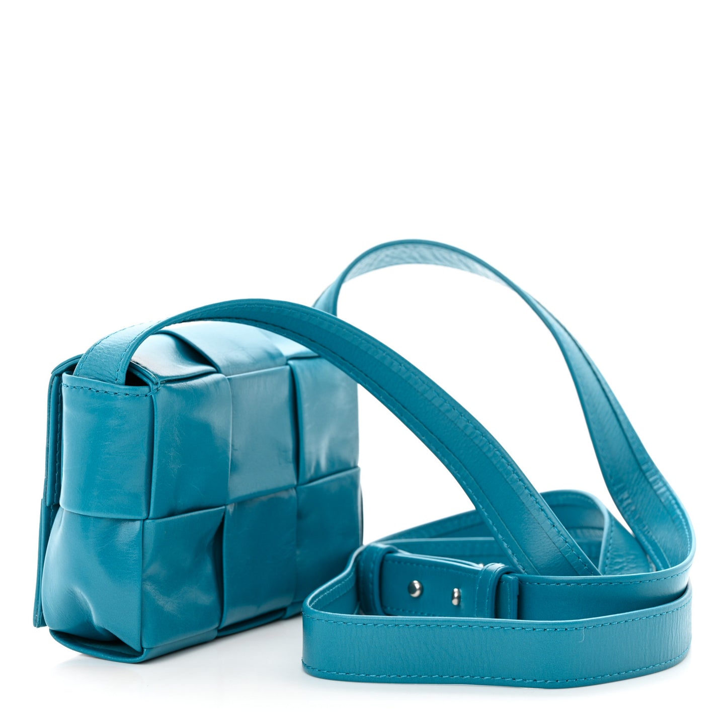Paper Calfskin Maxi Intreccio Extra Mini Cassette Crossbody Bag Blue
