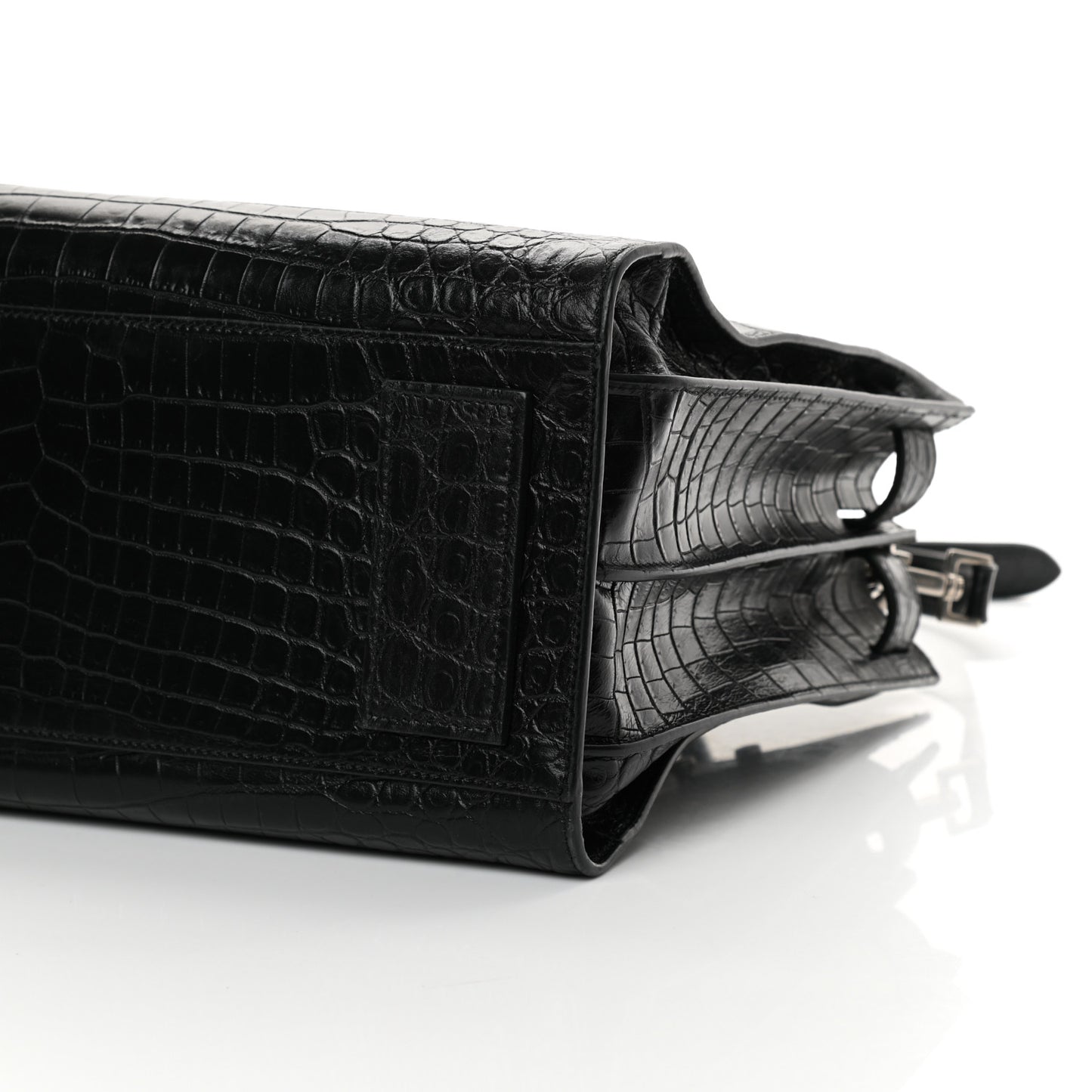 Calfskin Crocodile Embossed Small Supple Sac de Jour Black
