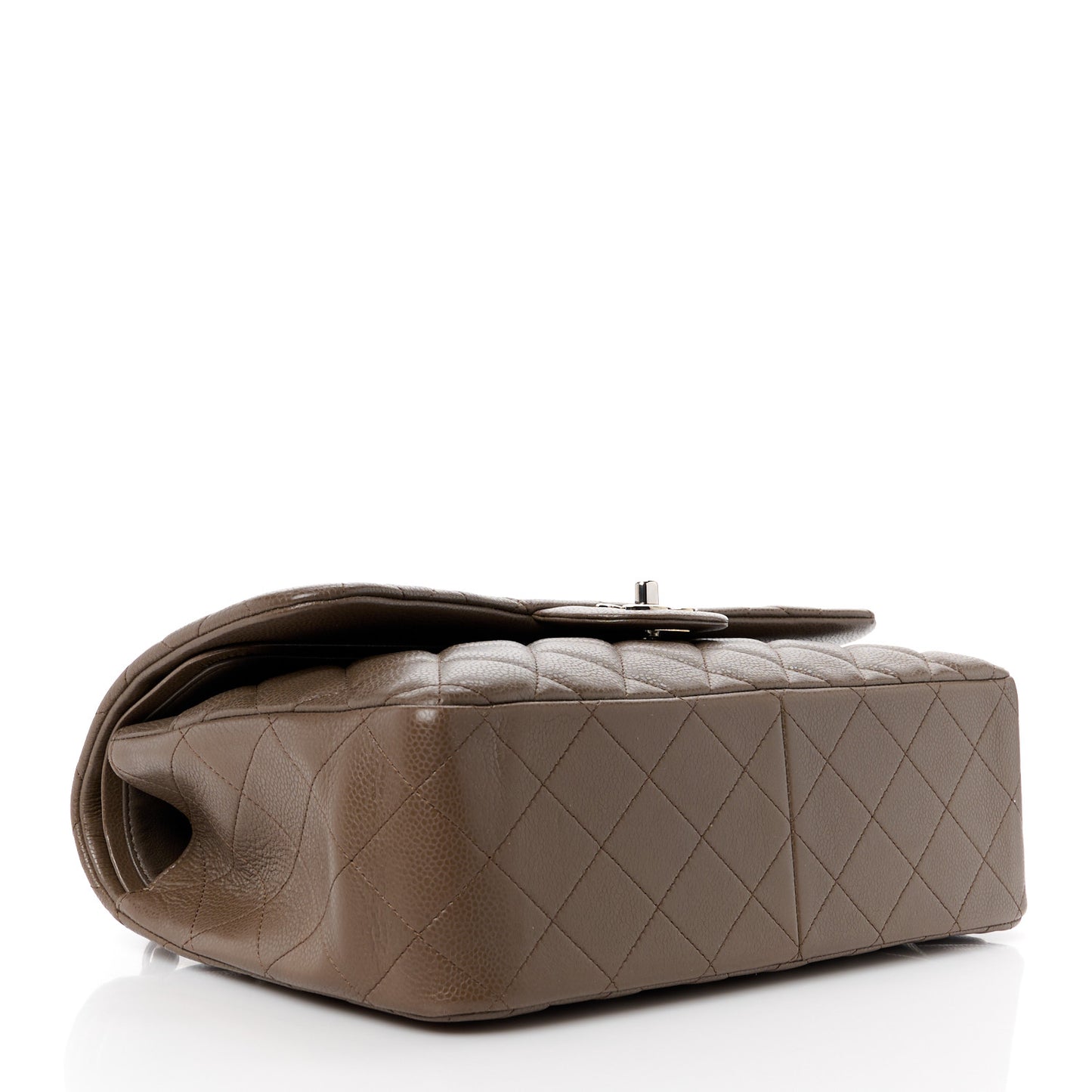 Caviar Quilted Jumbo Double Flap Dark Grey