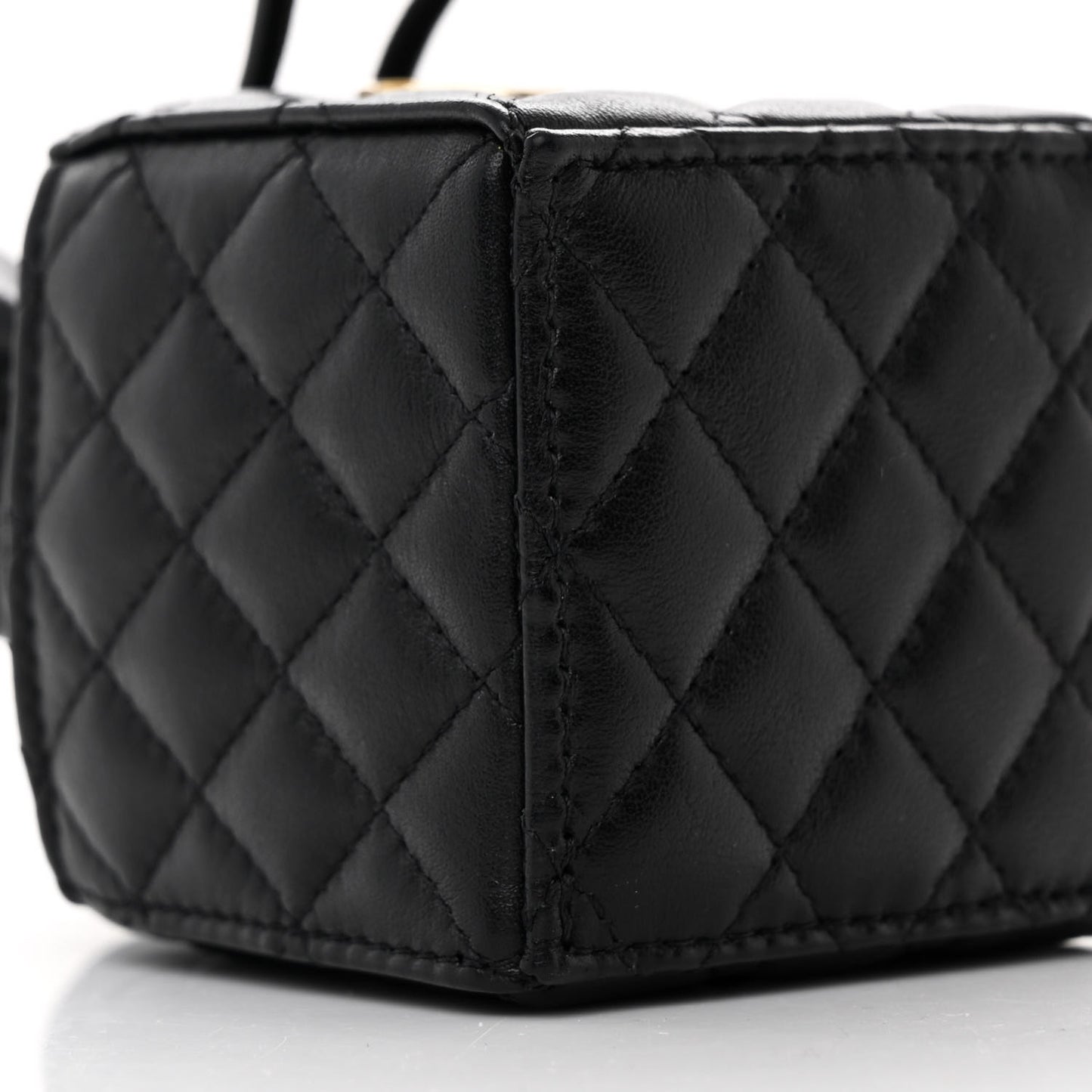 Calfskin Quilted Mini Drawstring Bucket Bag Black