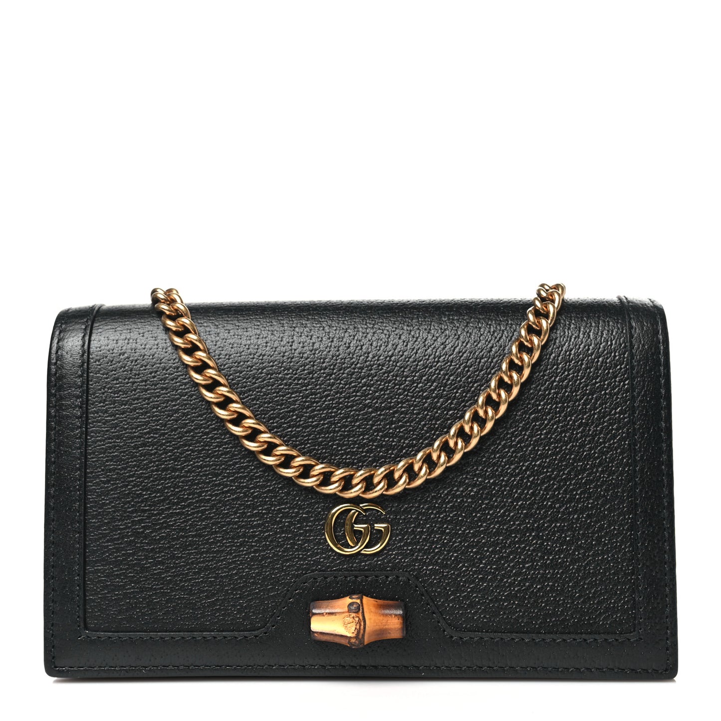 Textured Dollar Calfskin Mini Diana Chain Bag Black