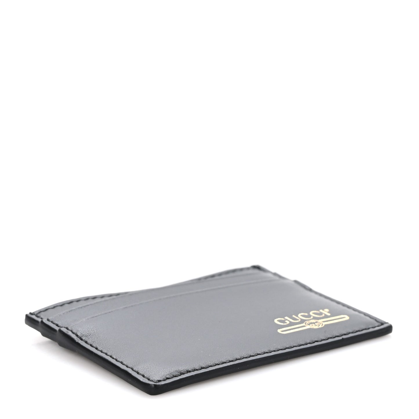 Plutone Calfskin Logo Card Holder Black