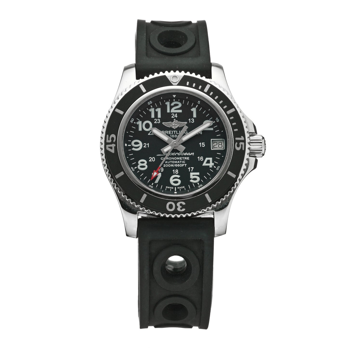 Stainless Steel Rubber 36mm Superocean II Automatic Watch Black A17312