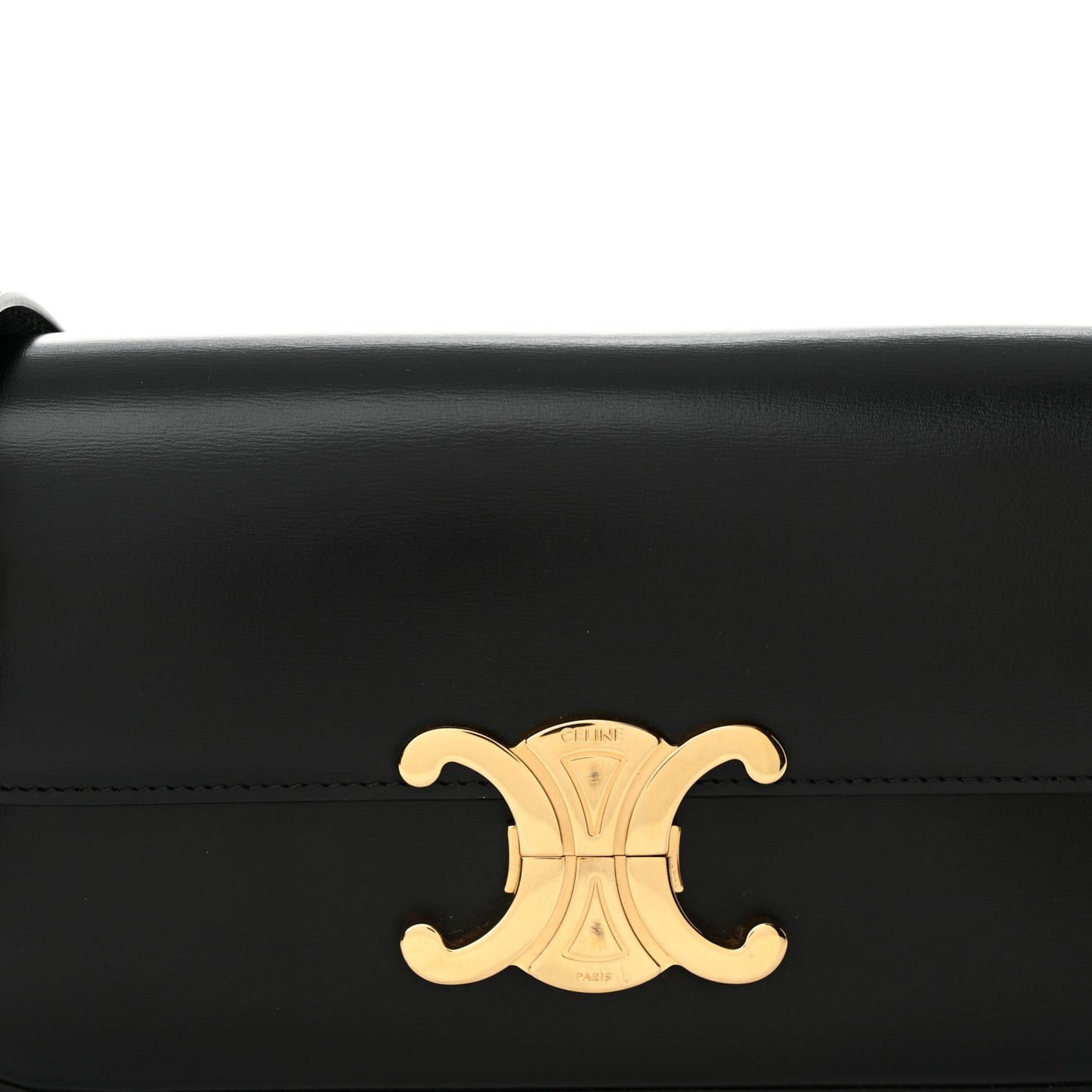 Shiny Calfskin Triomphe Shoulder Bag Black