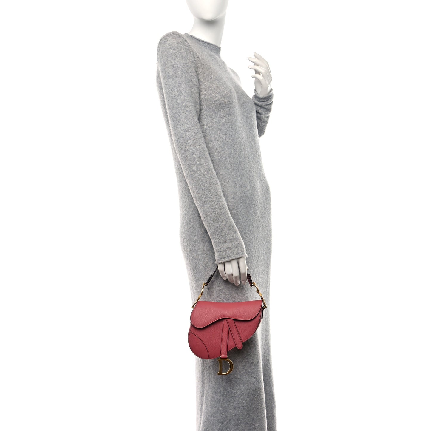 Grained Calfskin Mini Saddle Bag Pink