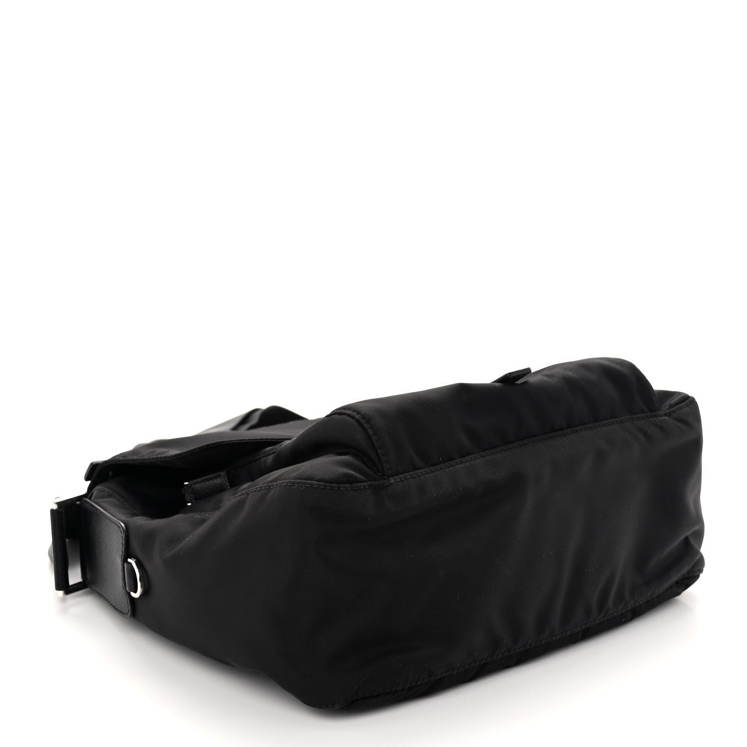 Prada Re-Nylon Vela Saffiano Pocket Single Buckle Messenger Shoulder Bag Black 4 of 11