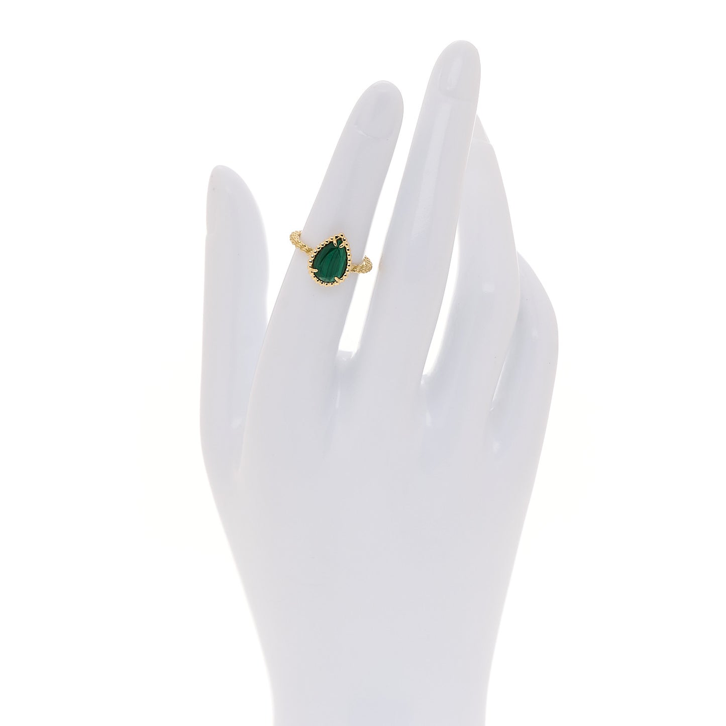 18K Yellow Gold Malachite Small Serpent Boheme Ring 50 5.25