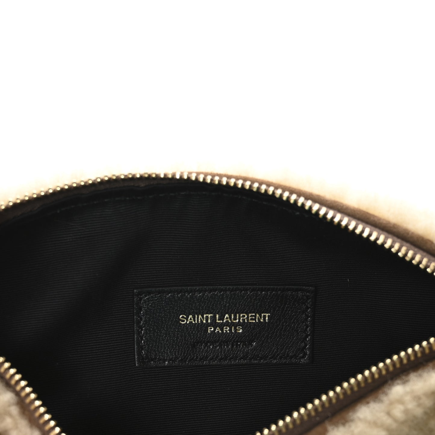 Shearling Monogram Mini Sade Tube Bag Natural