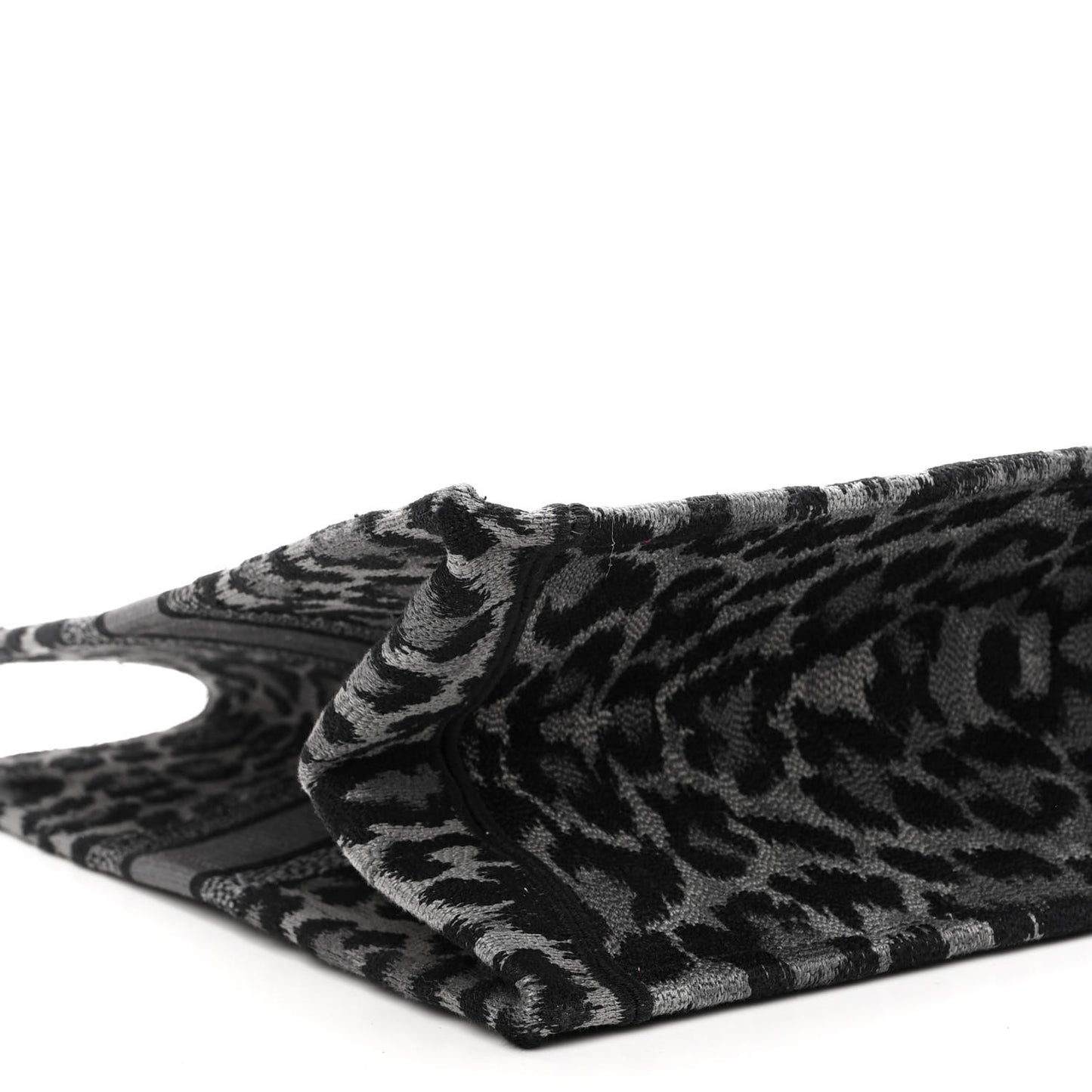 Canvas Mizza Embroidered Large Leopard Book Tote Grey