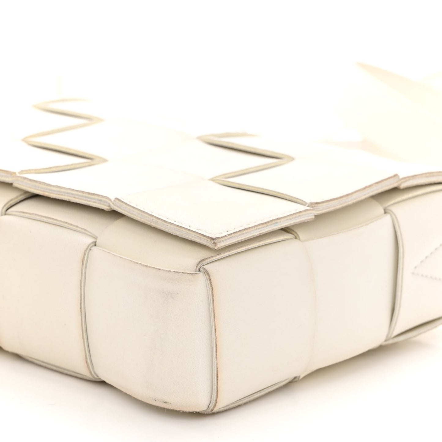 Lambskin Maxi Intrecciato Cassette Crossbody Bag White