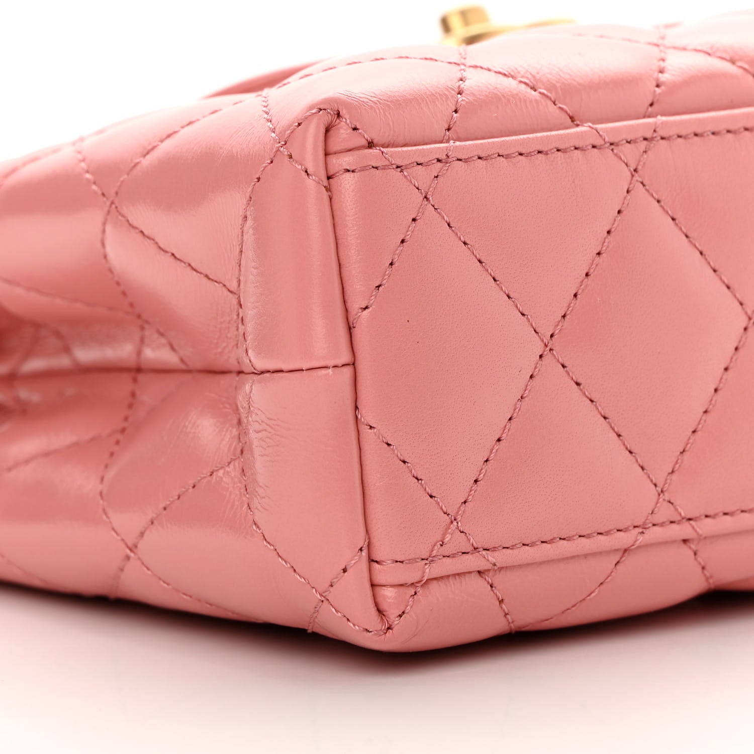 Chanel Shiny Aged Calfskin Quilted Nano Kelly Shopper Coral Pink 9 of 11