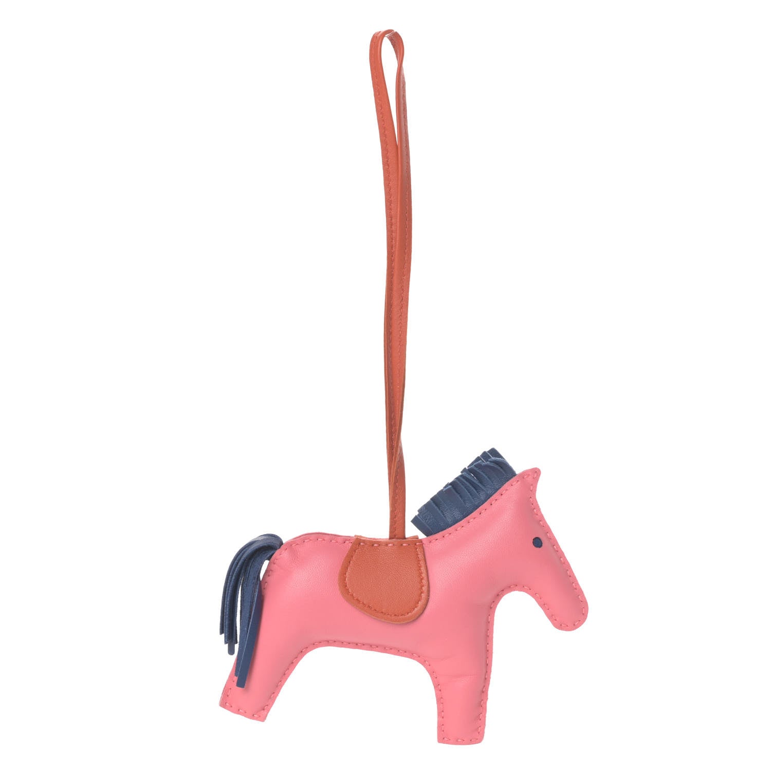 Hermes Milo Lambskin Grigri Rodeo Horse Bag Charm MM Rose Azalee Cornaline Bleu De Malte 1 of 3