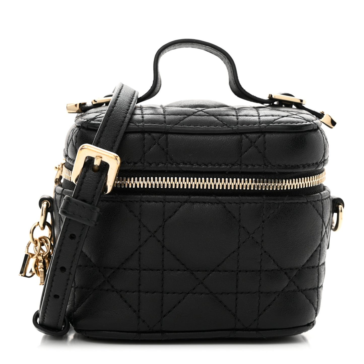 Lambskin Cannage Micro Lady Dior Vanity Case Black