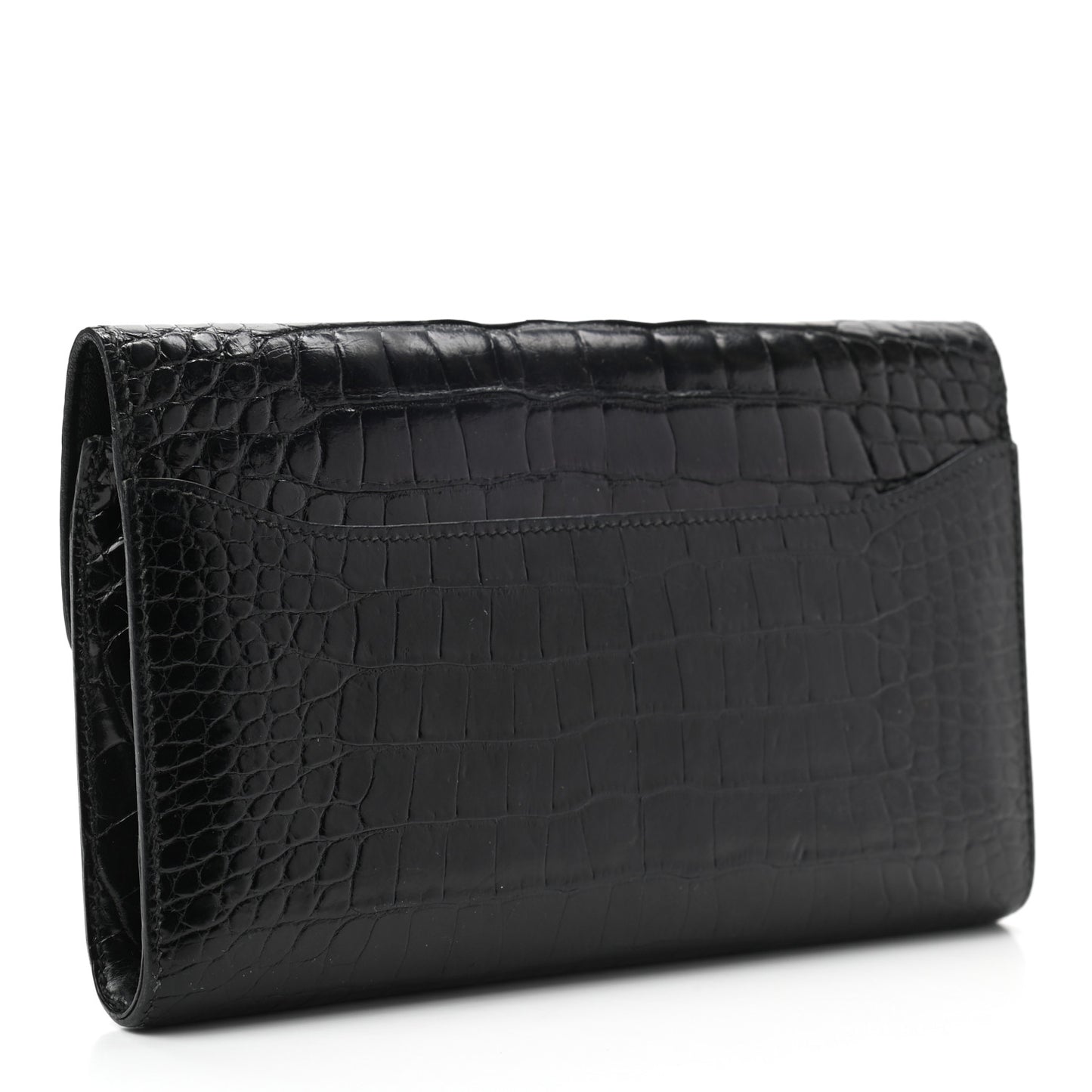 Shiny Alligator Constance Long Wallet Black