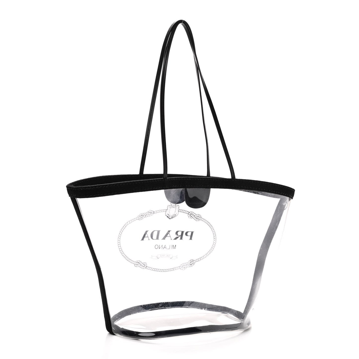Plexiglass Calfskin Small Shopper Tote Black